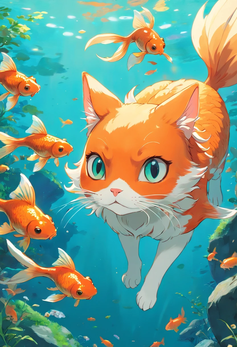 Cat face　Goldfish body　Limbs of goats