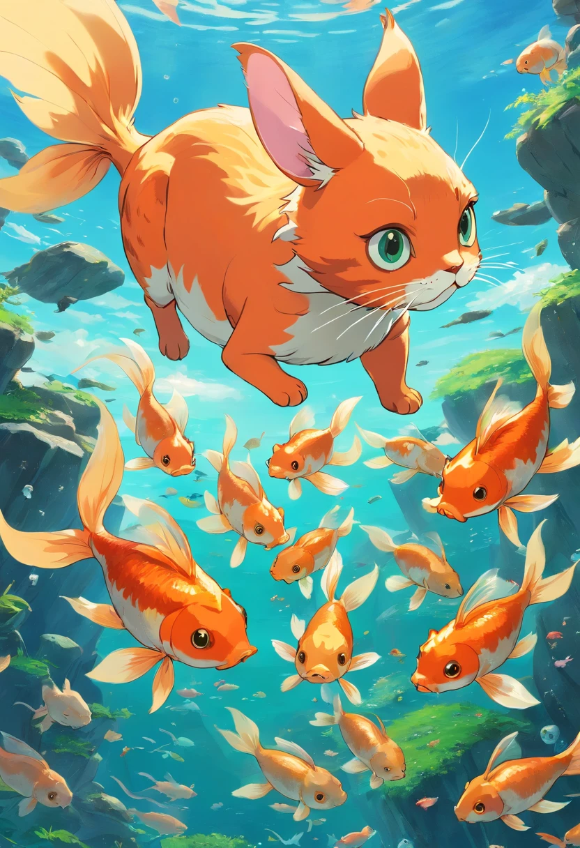 Cat face　Goldfish body　Limbs of goats