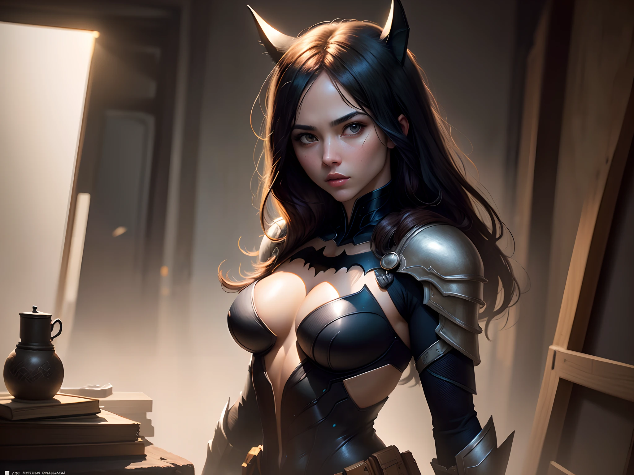 Foto de corpo inteiro do Batman em terno estilo armadura samurai e preto, no mask on, Capa Branca, looking at the center camera, perfect composition, bonito, detalhado, intrincado, Intricate octane render trend in Artstation, 8 k artistic photography, arte conceitual fotorrealista, soft natural volumetric cinematic perfect light, Chiaroscuro, Fotografia premiada, master part, oil on the canvas, Raphael, Caravaggio, Greg Rutkowski, bipe, Beksinski, Giger, trending on ArtStation, foco nítido, Studio photo, detalhes intrincados, altamente detalhado, fundo noturno da cidade, Directed by: Greg Rutkowski