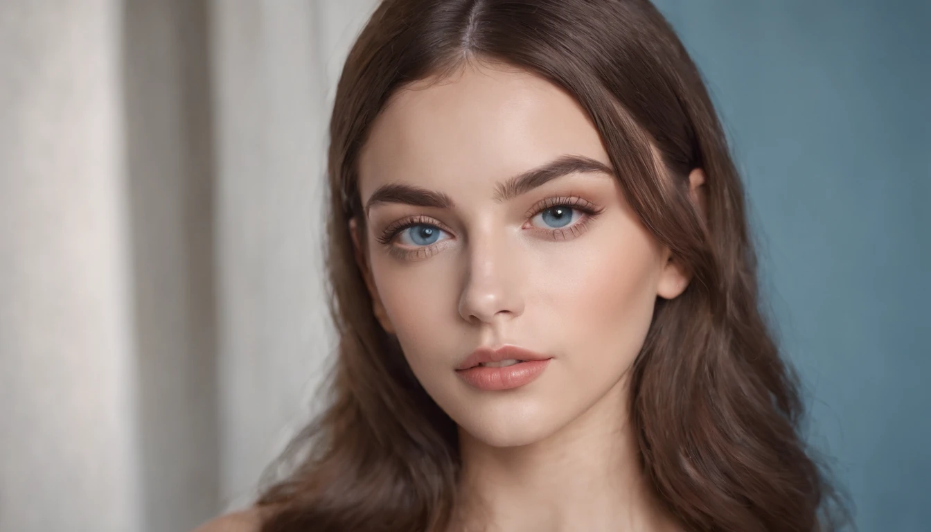 Chica sexy con ojos azules, Retrato Sophie Mudd, brown hair and large eyes, selfie de una mujer joven, Camera eyes, Violeta Myers, Sin maquillaje, Maquillaje natural, staring directly into camera, Cara con Artgram, Maquillaje sutil, Gran foto de cuerpo entero, escote, senos grandes