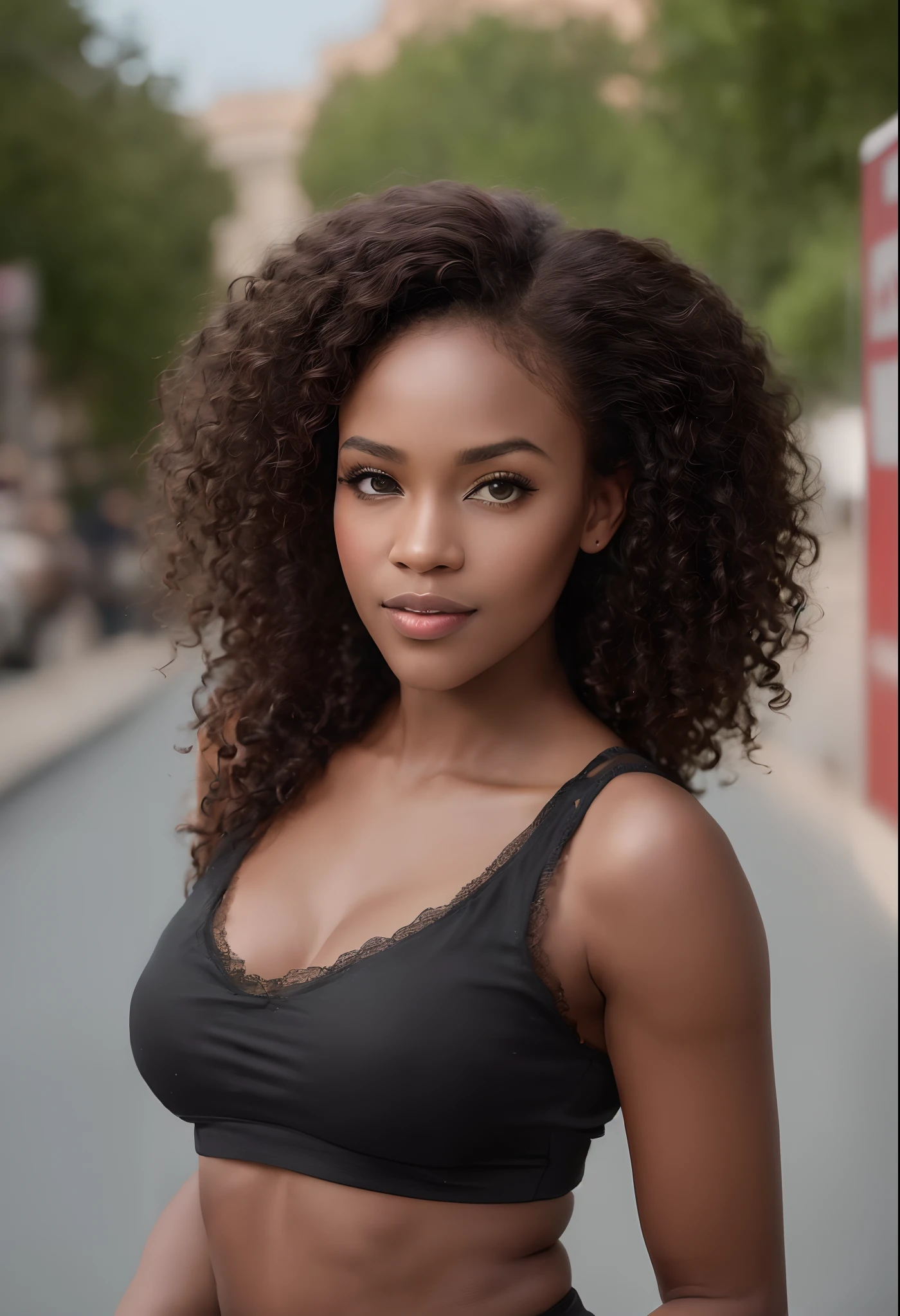 Attractive sexy arched back big ass curvy african american women 20 years old black curly hair to the waist, Looking Back, Humble smile, Beautiful sexy legs, (photo-realistic: 1,5) (tmasterpiece: 1,5) (beste-Qualit: 1,5) (color corrected) (Detail Skin: 1,5) (8K)