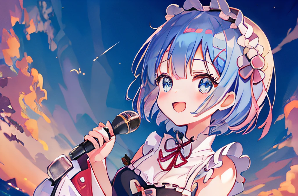 ((masutepiece)), ((Best Quality)), (Ultra-detailed), Anime style, Live performance venue, Cute little girl s, 1girl in, Solo, Playing the guitar 00, Bunny Girl 00, ((Beautiful eyes))0, Smile
