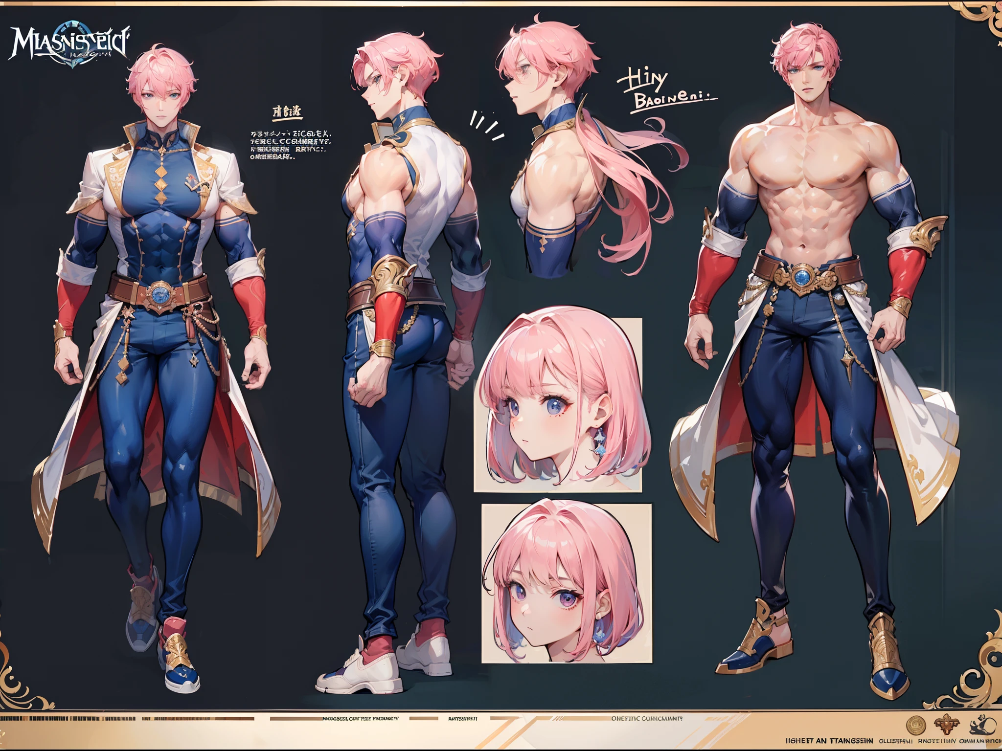 1 male, ((femboy)), Guviz-style artwork, made with anime painter studio, anime realismスタイル, Realistic anime art style, painted in anime painter studio, Inspired by Kim Taehyung, In an anime style, anime handsome guy, Inspired by Kim Taehyung, anime realism, Pink hair, A smile, a choker, Multiple piercings, Man with short hair, Male one, Inspired by Kim Taehyung, bustup, hoody, white background, full body, ((round buttocks)), big ass, big bulge crotch, pink stockings, blue high heels, ((character concept art)), ((character design sheet, same character, front, side, back)), (((same character)))