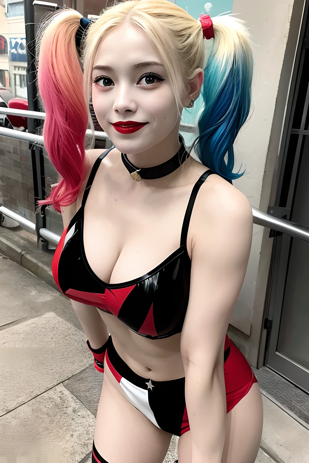 harley quinn, , cabelo grande, taco de beisebol