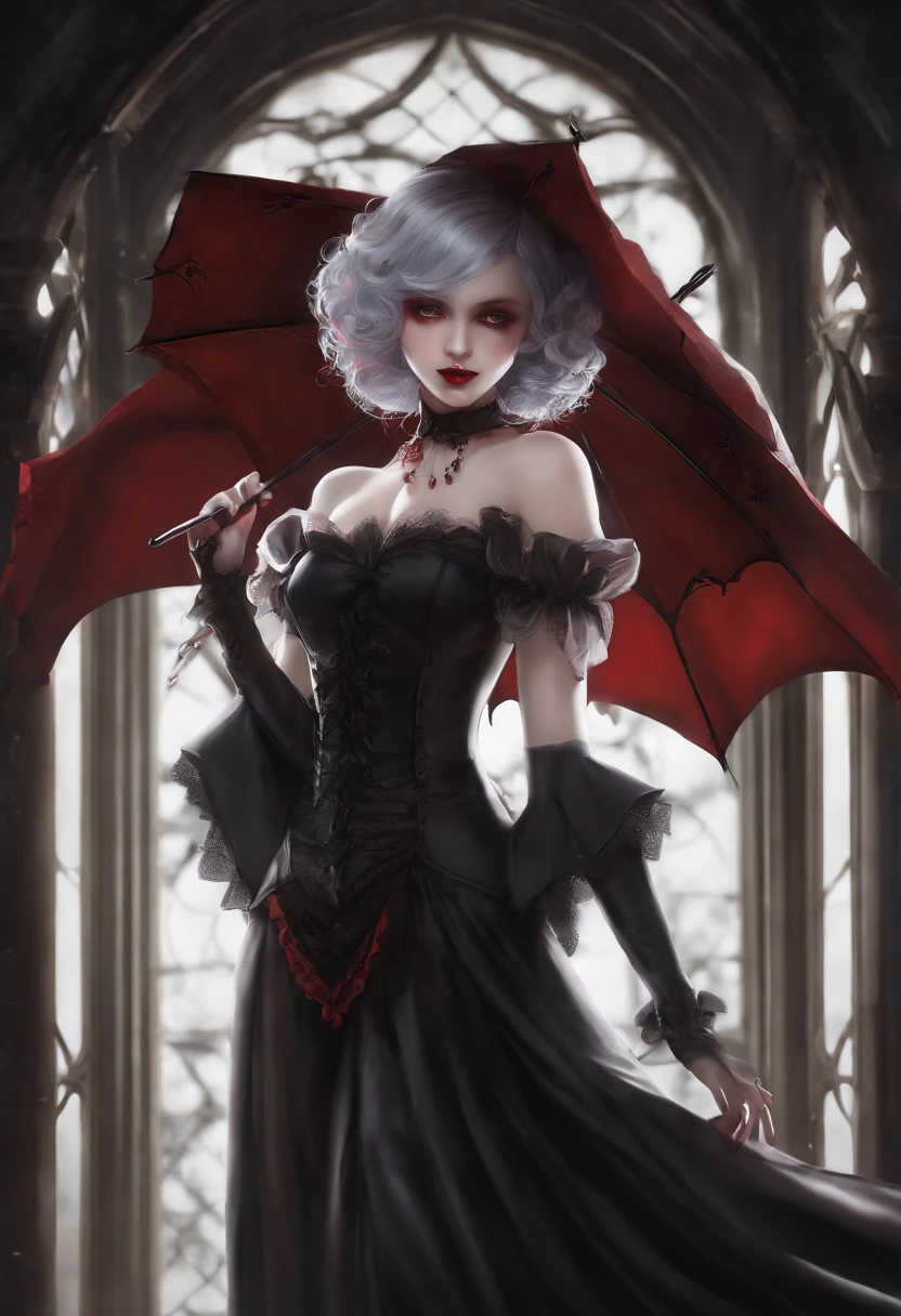 A beautiful masterpiece with the best quality featuring a solo girl. The girl, named Remilia Scarlet, is the focus of the artwork. Her face is extremely detailed, with beautiful and detailed eyes, lips, and face. The artwork portrays her in a gothic style, combining dark aesthetics with elegance. She has long lashes that enhance her captivating gaze. The artwork showcases Remilia Scarlet in a gothic outfit, emphasizing her mysterious and alluring presence. The background is dark, creating a moody atmosphere that complements the goth theme. The lighting is carefully designed to highlight Remilia Scarlet's features, casting shadows that add depth to the artwork. The colors used in the artwork are vivid, contrasting with the dark background to create a visually striking composition. The artwork is created using a mix of illustration and digital rendering techniques, resulting in an ultra-detailed and realistic depiction of Remilia Scarlet. The final result is a high-resolution, 4k or 8k masterpiece that captures the essence of gothic aesthetics and showcases Remilia Scarlet's beauty and allure.