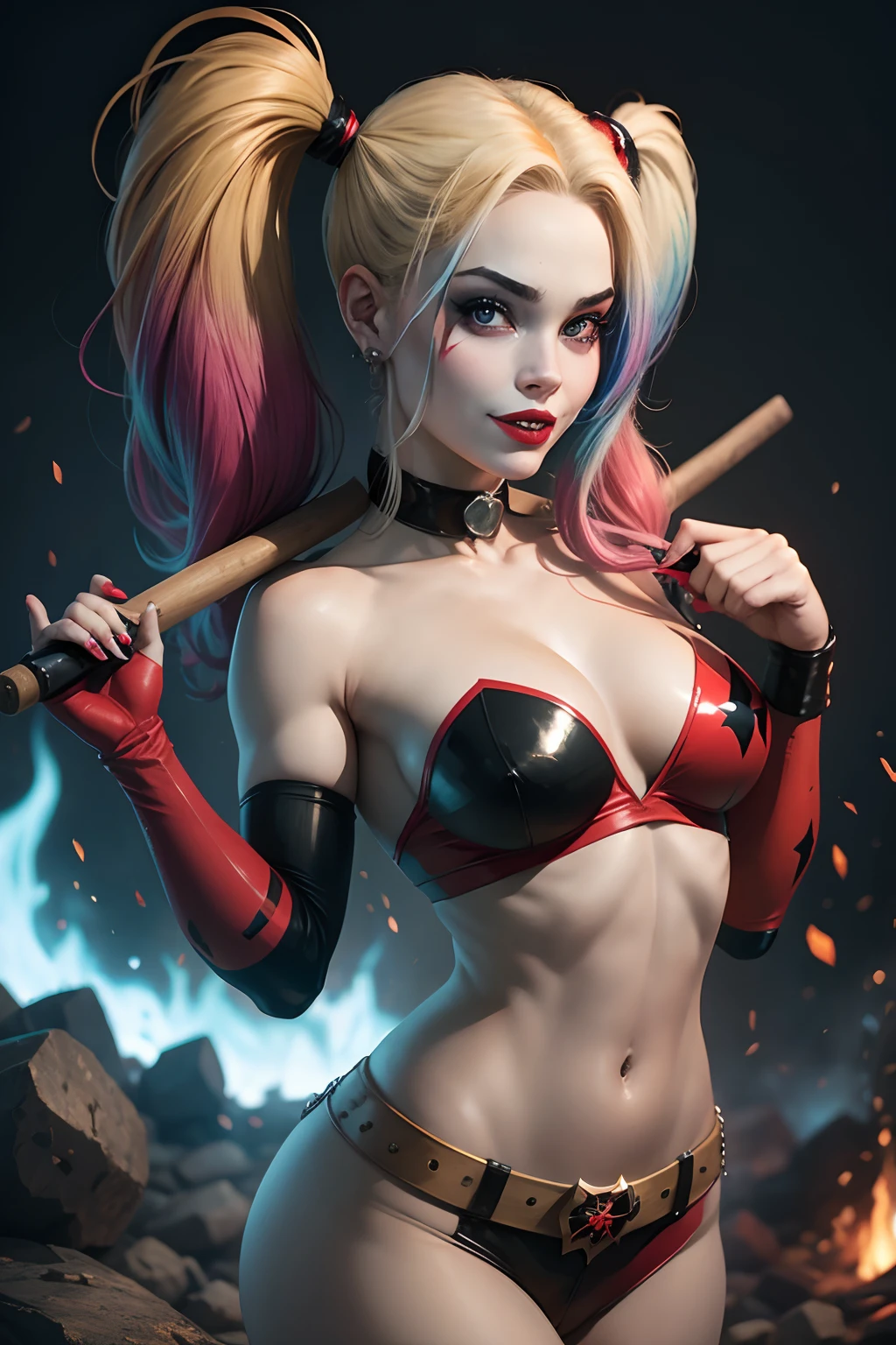 harley quinn, 17 anos, cabelo grande, fogo, pessoas