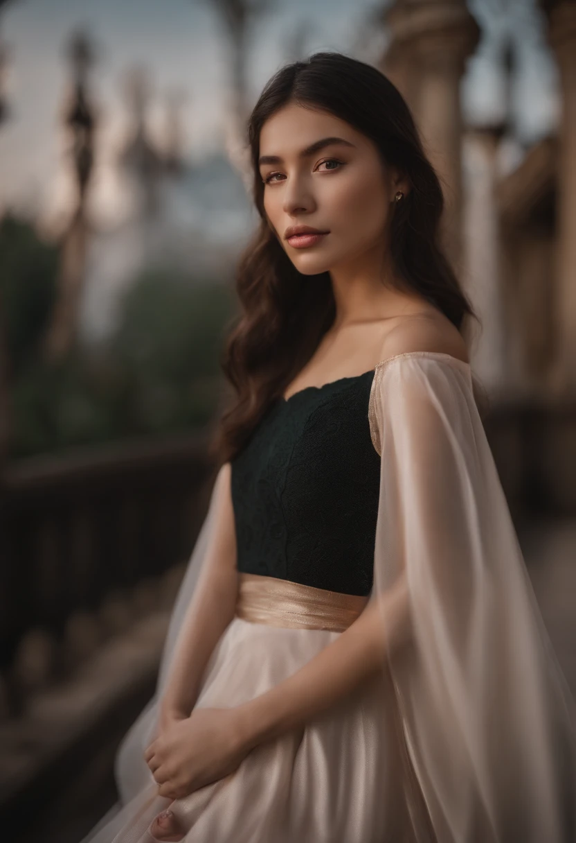 (1个Giant Breast Girl)Calm expression,mesmerizing eyes,(floated hair),(Flowing skirt),A calm posture,Porcelain-like skin,Subtle blush,Sapphire pendant,Break the golden hour,(edge lit):((1.2,a warm color palette,sunflare,soft shade,vivd colour,painterly effect,Fantastic atmosphere BREAK scenic lake,Far Mountain,Calm water surface)),(Reflectors),Sunlit clouds,(Oppressive atmosphere),Idyllic sunsets,(ultra - detailed),offcial art,统一 8k 壁纸,zentangle,Haiqin smoke,(Looming chest groove),Arrogant and grim expression,((Next to his right hand was a black-gold holy sword)),(The black-gold holy sword was the length of an arm),((Side 45° angle,fully body photo)),《look from down》,(Extremely delicate and harmonious face),(Barefoot),(Skirt knee-length),(Bare back),(cropped shoulders),(Tulle skirt),(Wrap only the chest),(The back was completely exposed and stained with blood),((Absolutely harmonious and harmonious limbs)),((Cover your chest with your left hand)),(Resolute and indifferent demeanor)(Crystal clear),(Exquisite facial features),(Evil smile),(Blood spilled from the corners of his mouth),((Lateral tilt 45° angle)),(closeup view),(perfect body figure),((Perfect facial features)),(painting of a),(White with black skirt),(Wear more makeup),(Wear more makeup),(Small rivers,High hills,setting sun),(Leaning sideways),(hugging his knees),(Dress coolly),(and wear no underwear)