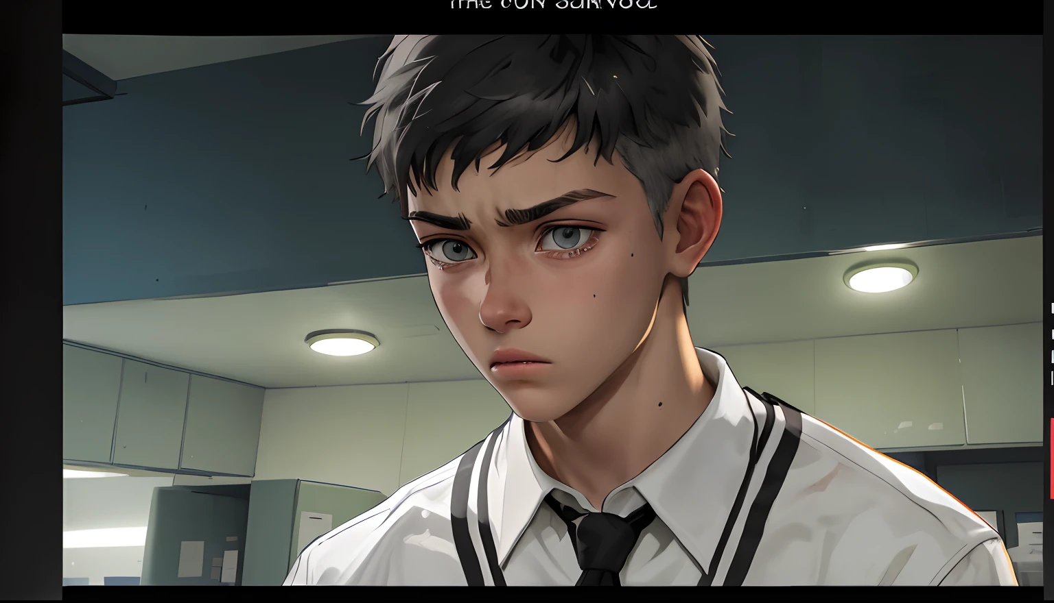 This worried 15-year-old boy silver hair grey eyes
