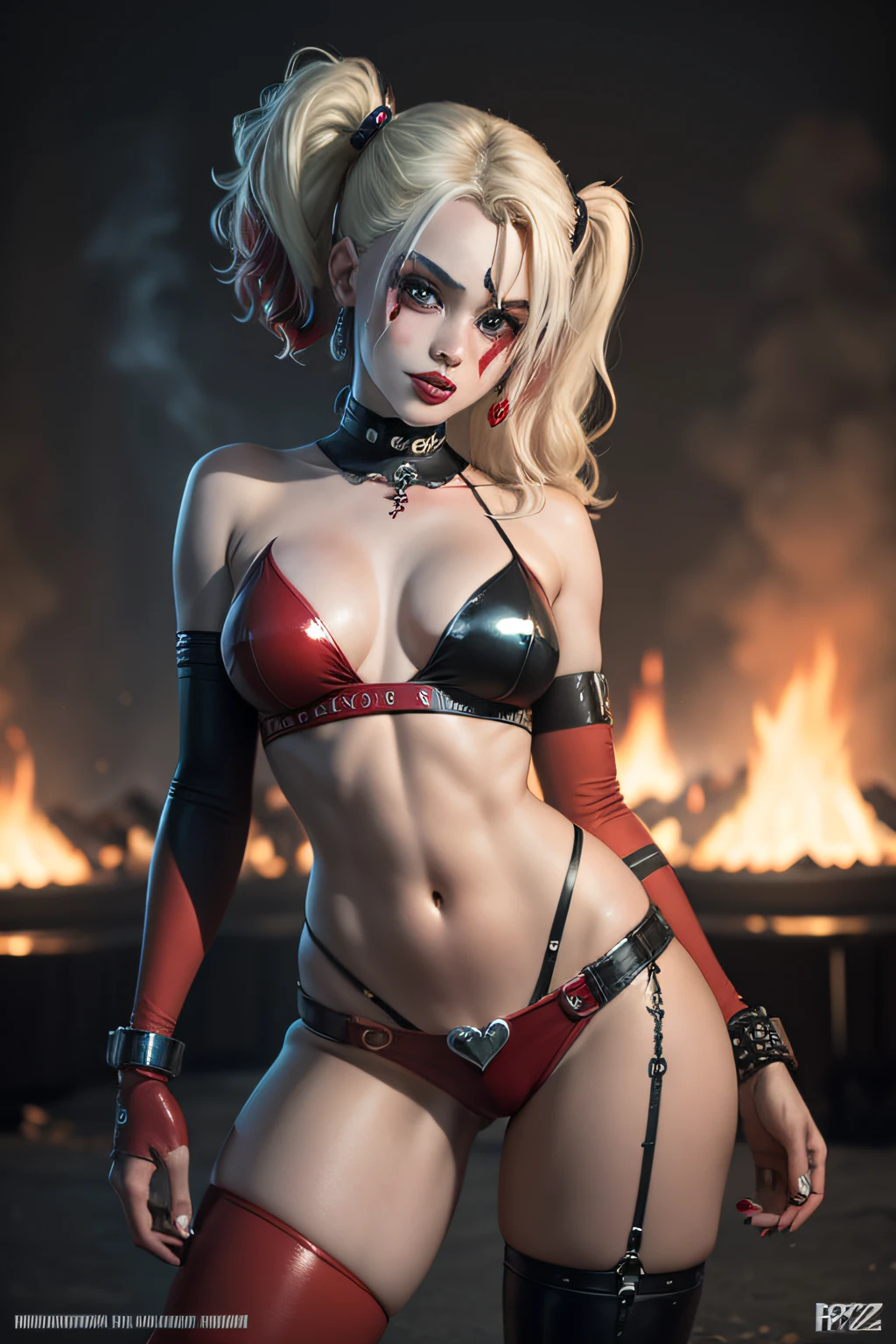 harley quinn, anos, fogo, sexy, amigas, crowd