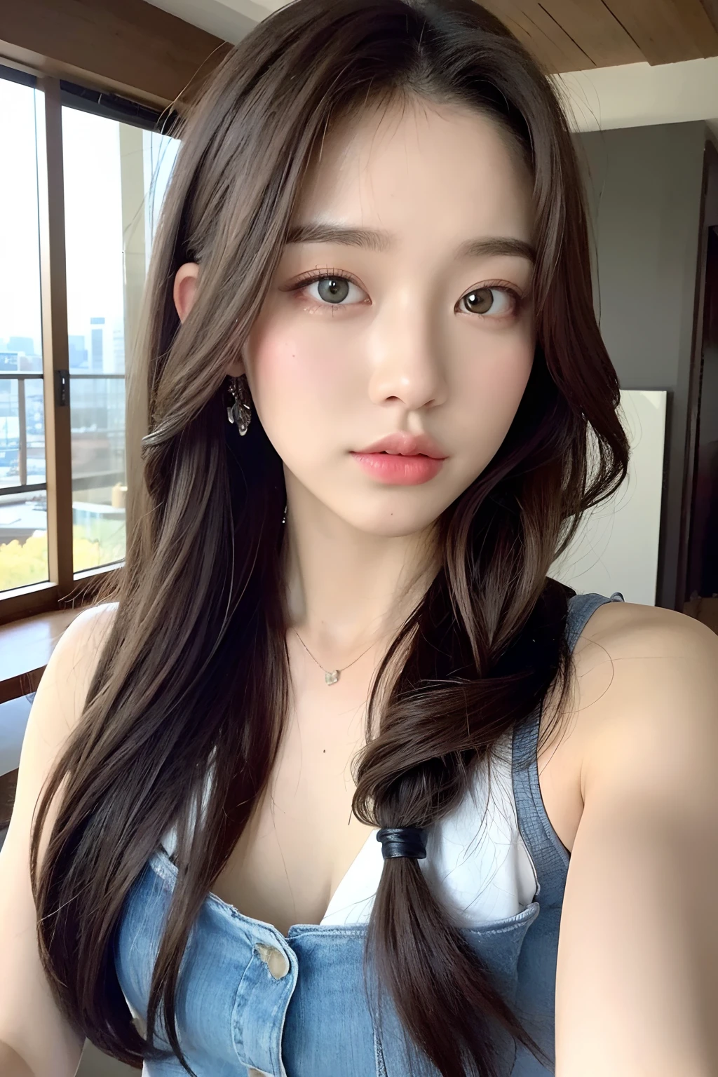 ((Best quality, 8k, Masterpiece :1.3)), 1girl,(random hairstyles), Casual outfit :1.2, Indoor, Ultra-detailed face, Detailed eyes, Double eyelid