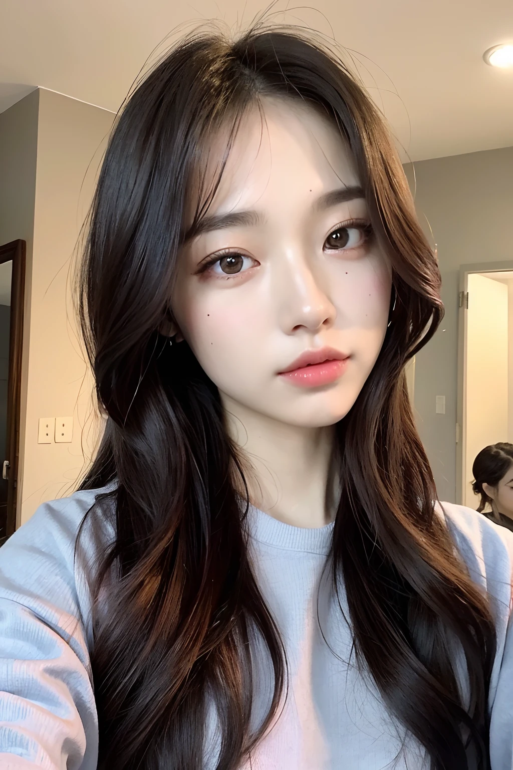 ((Best quality, 8k, Masterpiece :1.3)), 1girl,(random hairstyles), Casual outfit :1.2, Indoor, Ultra-detailed face, Detailed eyes, Double eyelid