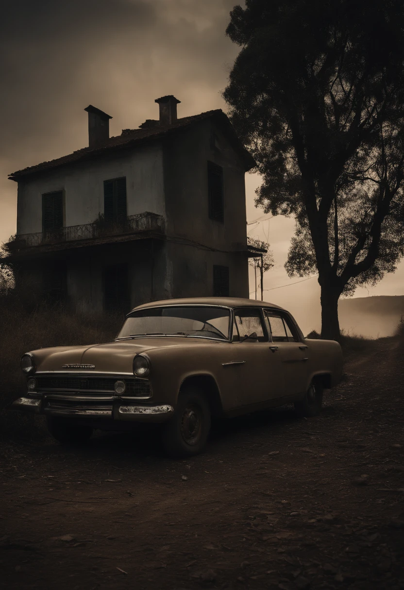 estilo massacre da serra eletrica, cinema , apenas 4 joves em frente a casa abandonada