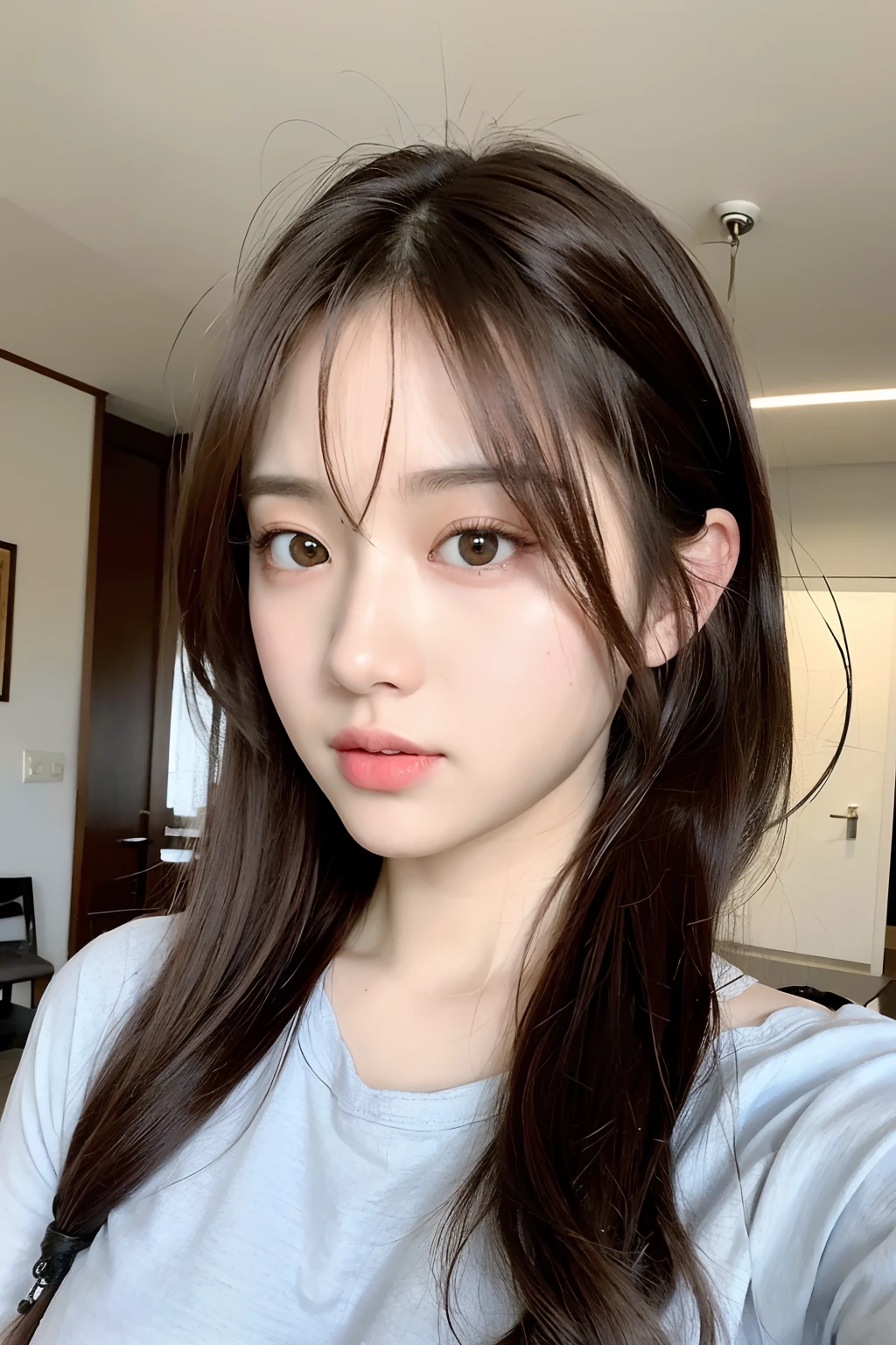 ((Best quality, 8k, Masterpiece :1.3)), 1girl,(random hairstyles), Casual outfit :1.2, Indoor, Ultra-detailed face, Detailed eyes, Double eyelid