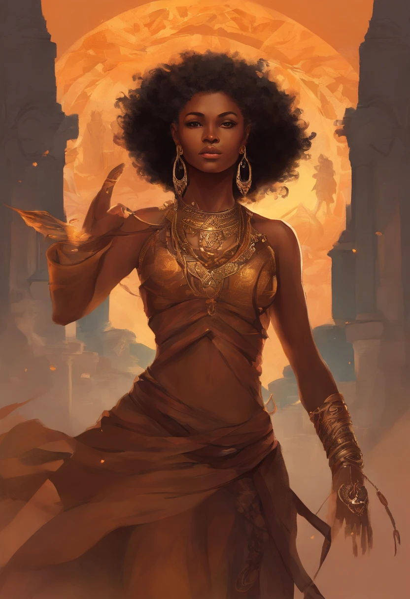 Uma mulher negra, vestida como escrava com uma vestido comprido marrom e blusa marrom clara larga com mangas longas cabelos compridos cheios, running with a skinny teenager with short full hair dressed as a slave behind her with 3 more small children following in a row, Everyone has shackles and broken chains on their wrists