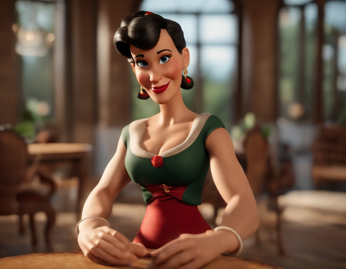 ((Unreal Engine 5)), ((ultra high definition)), ((ultra high resolution)), ((full sharpness)), ((maximum quality)), ((Cinematic)), ((8k)), ((Olive Oyl from Popeye cartoon)), ((identical to the cartoon)), ((totally the same as the cartoon)), ((typical face)), ((very slim)), ((alone)), ((full body)), ((ultra detailed face)), ((ultra detailed eyes)), ((ultra realist eyes)), ((ultra detailed irises)), ((perfect body)), ((ultra delicate hands)), ((ultra detailed hands)), ((ultra detailed fingers)), ((natural lighting)), ((front view)), ((happy  smile)), ((smooth skin)), ((totally ultra realistic)), ((repeat the same face)), ((always the same face)), ((repeat always the same face)), ((always the same body)), ((always the same proportions)), ((always the same clothes)), ((wearing the same clothes as in the cartoon)), ((looking at the camera)), ((very hot)), (((in popeye's world)))