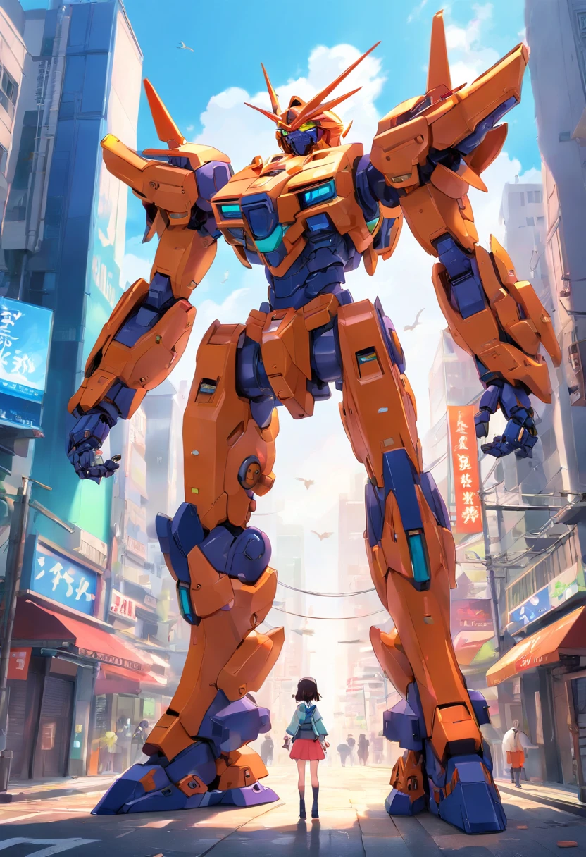 (Mecha Demon God, 3D rendering), centro da rua da cidade de fundo, limpar HD, 8K resolution, Very detailed, pintura digital, arte conceitual, Estilo Shinkai Makoto, Pop Popularization Trend, Pop, Pop Trend on Pixiv.