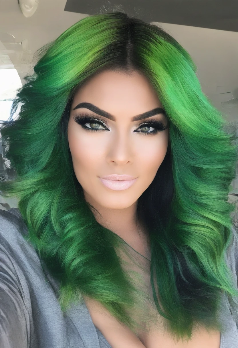 Black army style hair with degrade, rouba verde, Theft version of Kiwify app