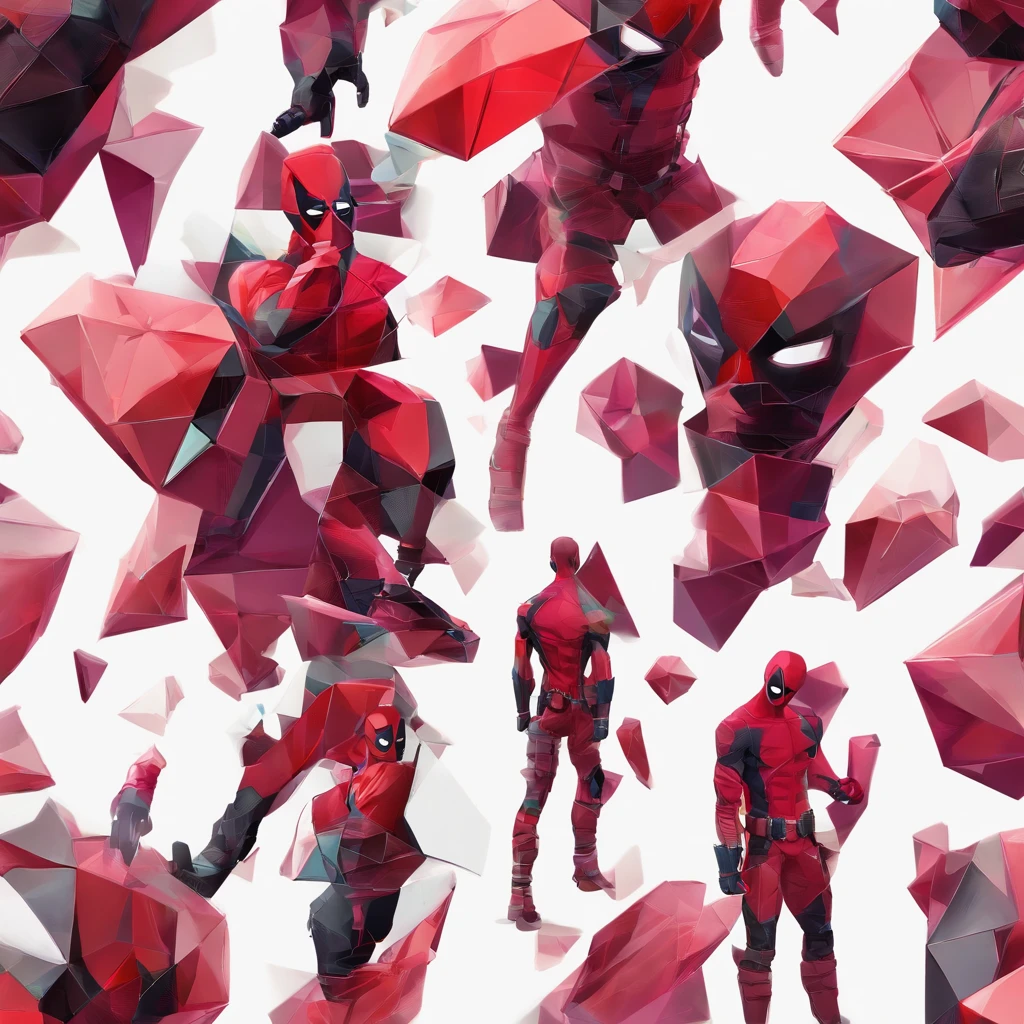 Alinhamento perfeito, DEADPOOL pequeno bonito usando uma jaqueta,vasos de cristal,Rosa flor, wearing sunglasses, alegria, Standing position, beleza abstrata, Centrado, looking at the camera, Facing the camera, nearing perfection, Dynamic, altamente detalhado, liso, foco nítido, 8k, high-definition resolution, illustration, arte de Carne Griffiths e Wadim Kashin, fundo branco