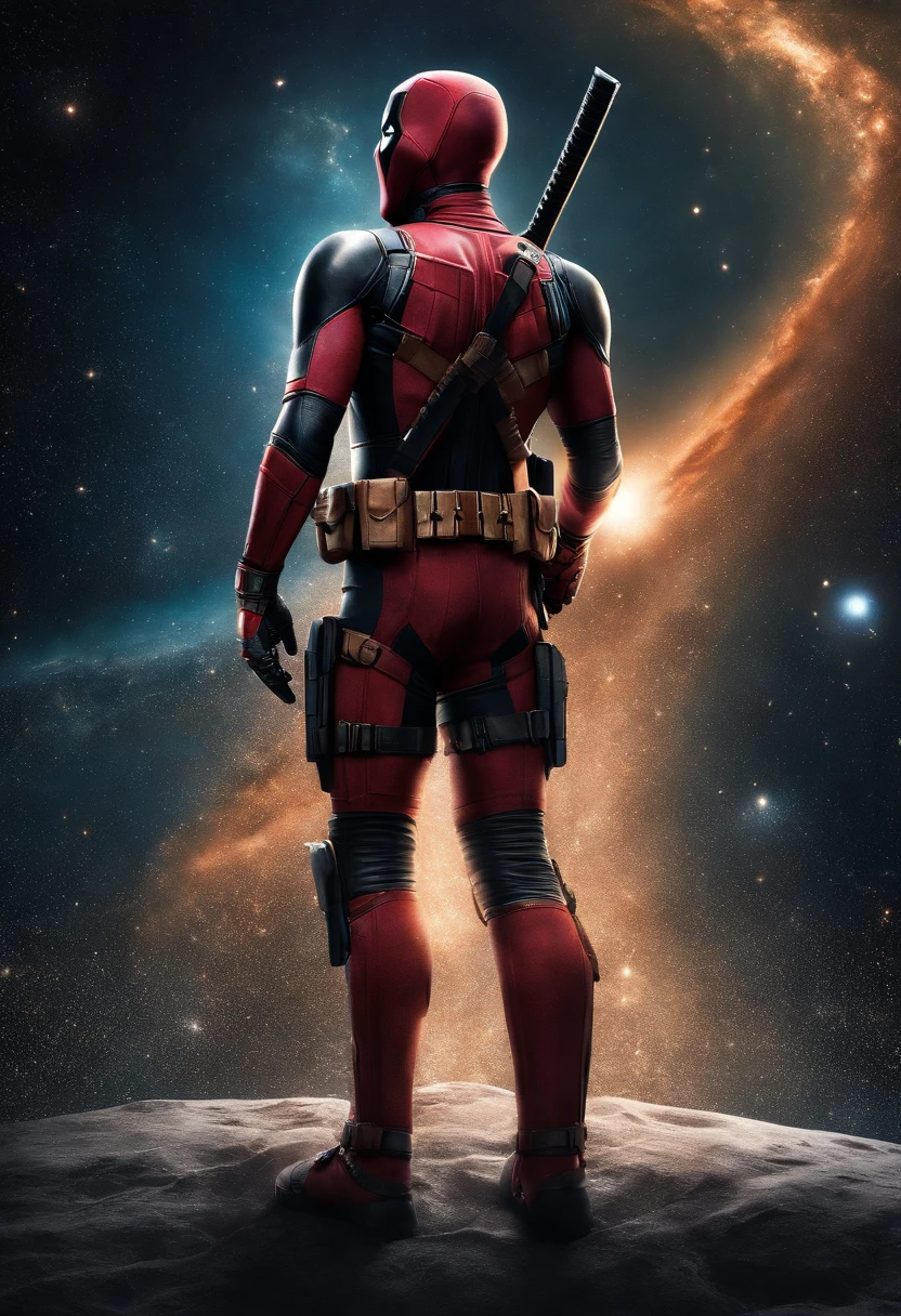 Cosmic Deadpool, brilhantes, Biomechanicals, estranho, assustador, Pesadelo, cores muito brilhantes, light particles, com luz brilhante, Mshiff, Arte do papel de parede, Papel de parede UHD