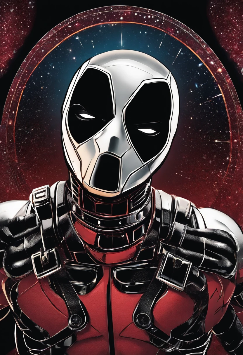 Cosmic Deadpool, brilhantes, Biomechanicals, estranho, assustador, Pesadelo, cores muito brilhantes, light particles, com luz brilhante, Mshiff, Arte do papel de parede, Papel de parede UHD