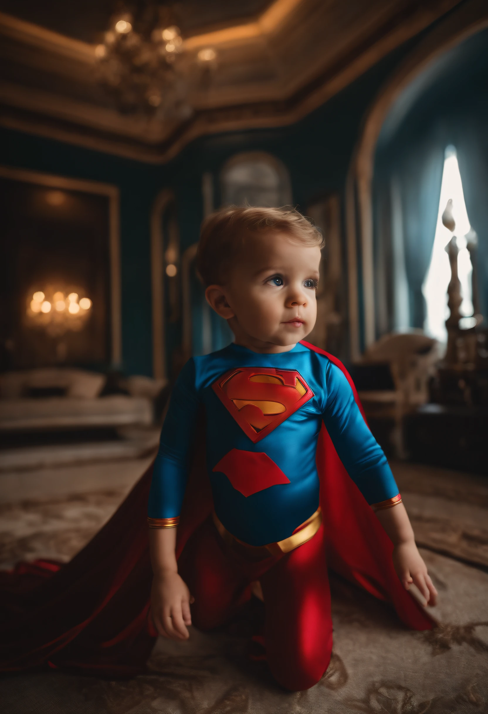 um bebe vestido de superman