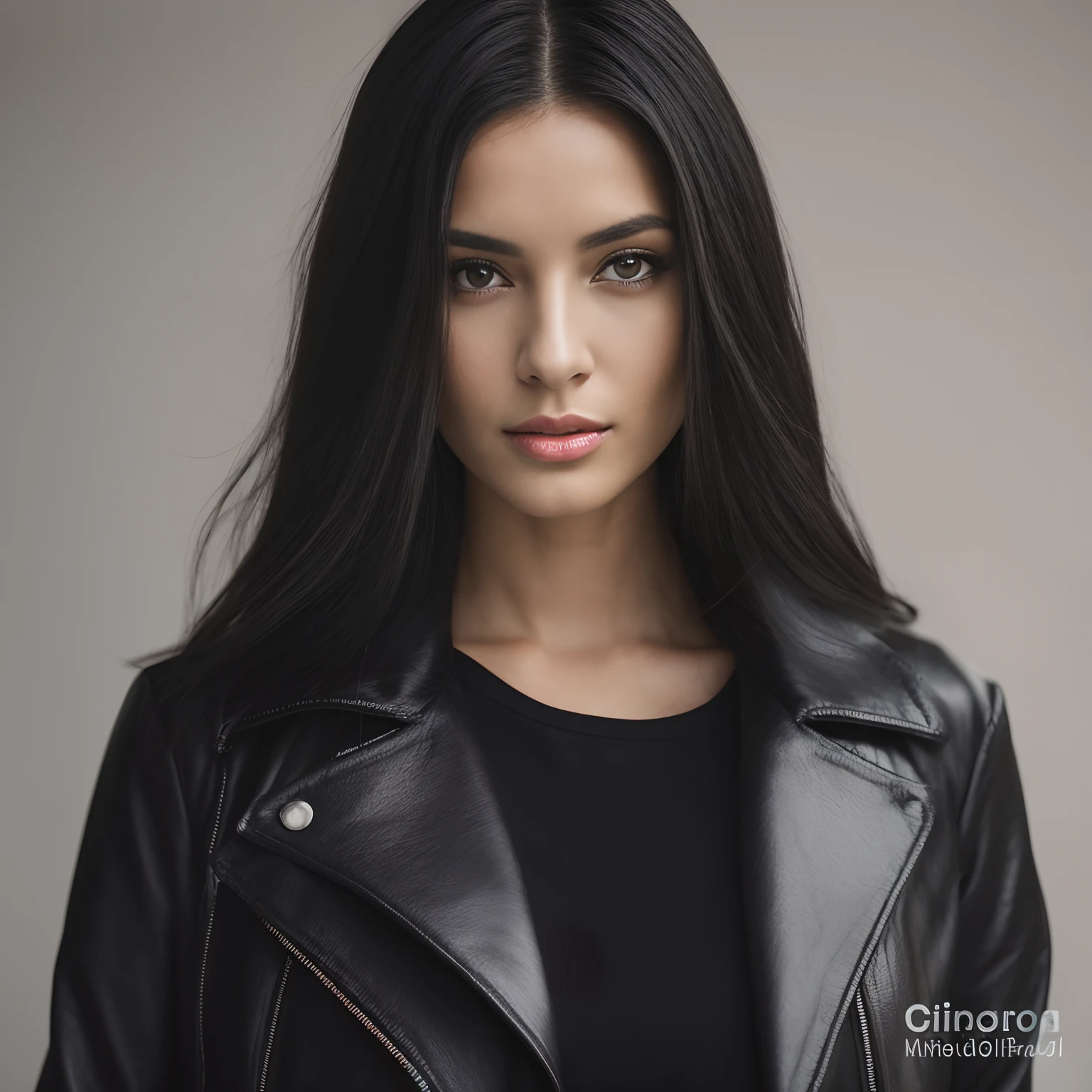 mulher em uma jaqueta de couro preta posando para uma foto, cabelo escuro maravilhoso, fino lustroso cabelo escuro longo, retrato de alta qualidade, cabelo preto liso, retrato do modelo da moda, Cabelos pretos naturais extra-escuros, female with long black hair, escuro - cabelo, cabelos escuros, modelo feminino bonito, cabelo e maquiagem escuros, modelo de moda retrato, cabelo preto longo, Francesca Chillemi 8k