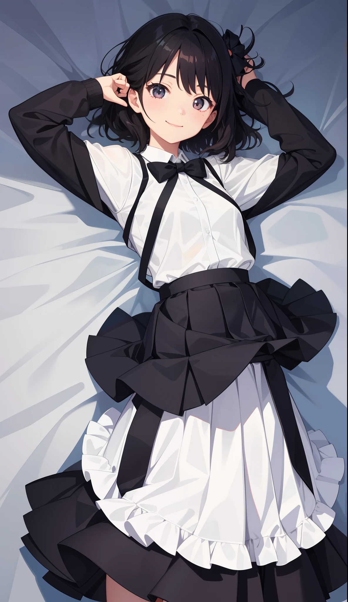 1girl in、AS-Adult、a smile、The shirt、skirt by the、(small tits)、Upper body portrait、