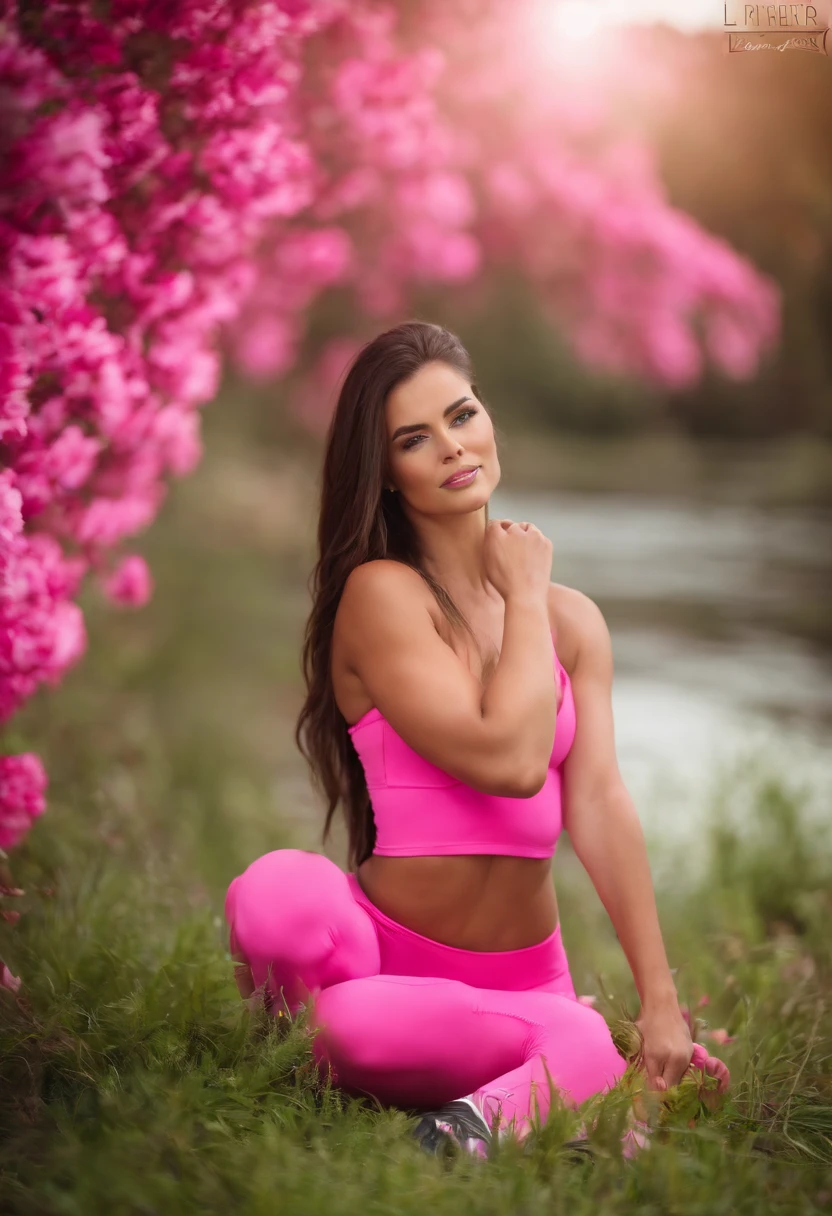 linda mulher de corpo inteiro, modelo fitness, roupa rosa, Photo Session,