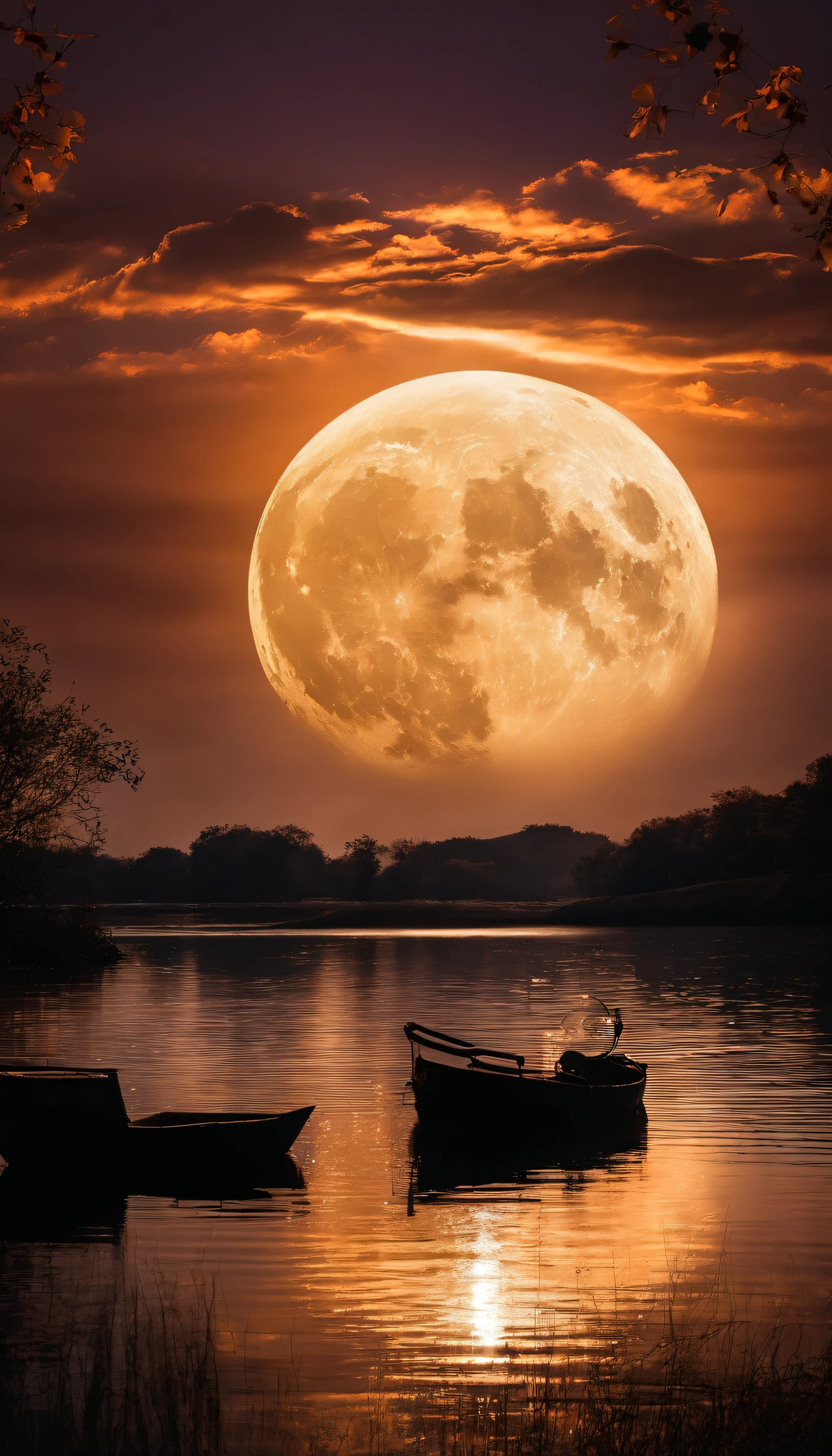 Mid-autumn night view,Not a single person,Beautiful views,The moon is reflected on the water waves,Heaven and earth are pure,Autumn colors are clear,Everything was beautiful,The starry sky hides its brilliance,Give way to moonshine,Golden wind and water dew reflect dazzling light,It is that the human world changes a lot,The moon is still permanent