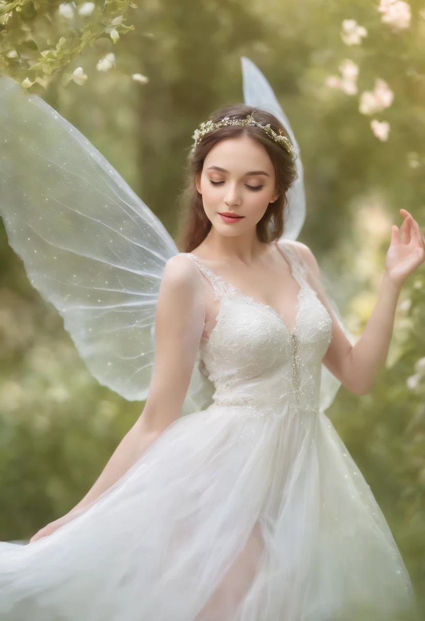 (best quality,4k,8k,highres,masterpiece:1.2),ultra-detailed,(realistic,photorealistic,photo-realistic:1.37),garota,fairy,white silk,joyous,soft light,ethereal,delicate wings,enchanted forest,magical atmosphere,pure happiness,harmonious colors,gentle breeze,ethereal beauty,labelled happiness,vibrant fantasy world,
[illustration],[bokeh],feminine spirit,playful nature,mystical,whimsical,enchanted garden,floating petals,glowing aura,sparkling fairy dust,calm serenity,peaceful tranquility,innocent charm,dream-like,graceful motion,charming innocence,endless wonder,blissful serenade,sweet laughter,secret garden,delicate dance,divine harmony,celestial tale,magical encounter,luminous glow,graceful presence,subtle enchantment,dainty silhouette,serene happiness,vibrant joy,vivid dream,fairy wings fluttering,majestic beauty.