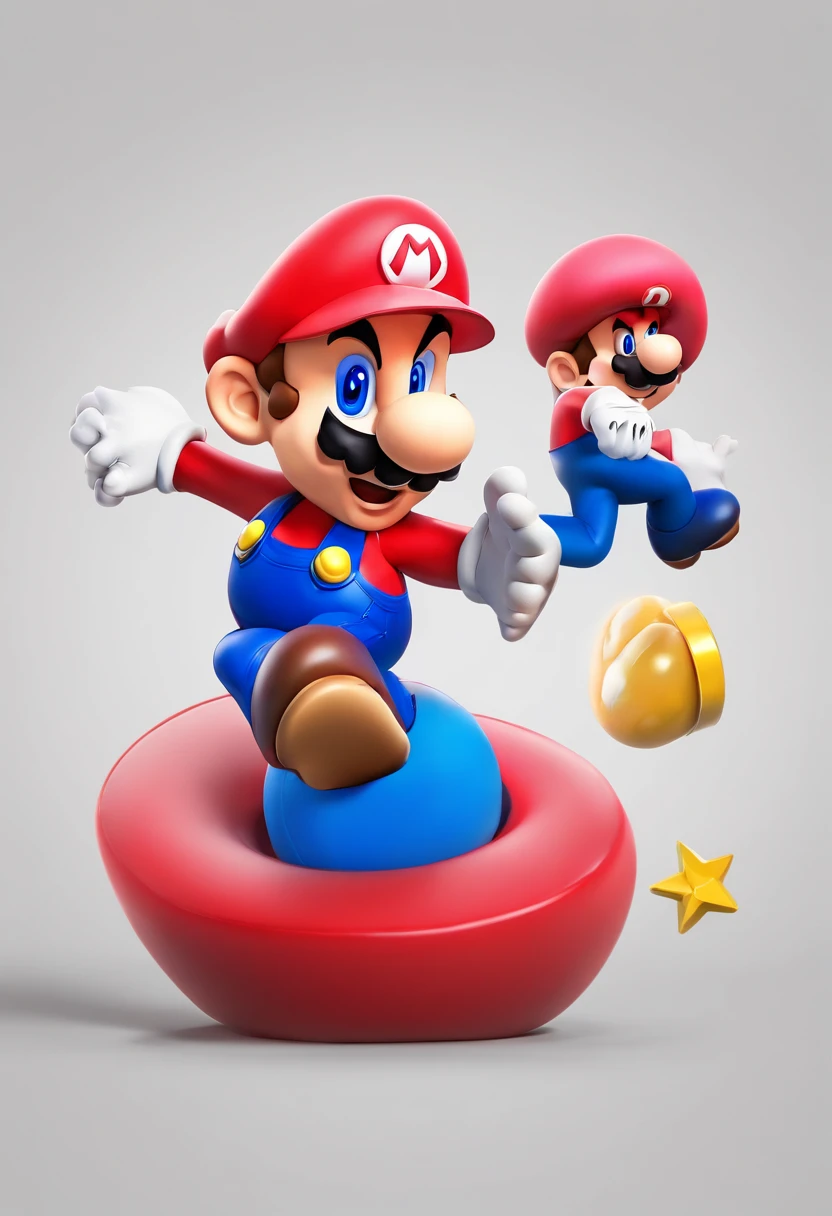 (Mario), design de personagens, Nintendo Super Mario, DEADPOOL, super bonito estilo caixa cega, Chibi, corpo inteiro, exaggerated expressions and actions, fundo limpo, Destaques iridescentes brilhantes, studio lighting, Atmospheric Illumination, com textura requintada, High detail, high resolution, c4d, ..3d, Liquidificador, 8k, best quality, Ultra High Definition