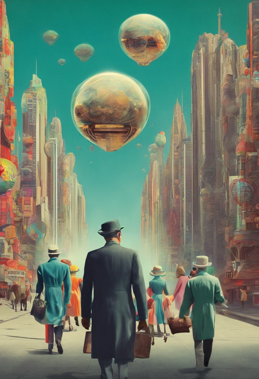 a group of people walking down a street with televisions as their heads, orwellian dystopia, orwellian style, by Igor Morski, orwellian, propaganda style, collage style joseba elorza, by Boris Vladimirski, by Mstislav Dobuzhinsky, by Silvia Pelissero, inspired by Igor Morski