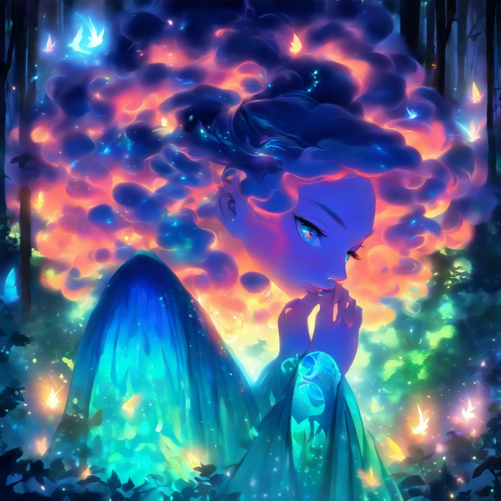 (best quality,highres,ultra-detailed),female with glowing teal eyes,rainbow colored hair,casting glowing spells,mystical forest,witch,goddess,medium:oil painting,beautiful detailed lips,dark and mysterious atmosphere,flowing gown,ethereal light,sorcery and magic,soothing calmness,inspiration from fantasy novels and mythology,enchanted creatures,peaceful and serene background,dream-like setting,vibrant colors and rich textures,creation surrounded by nature,whimsical and mystical elements,harmonious and enchanting ambiance,luminous glow of the spells,graceful and powerful posture,alluring and captivating aura,eyes shining with ancient wisdom,transformation and metamorphosis,unveiling the hidden mysteries of the forest,otherworldly energy and power,feminine strength and elegance,dark and vibrant color palette,soft and delicate brush strokes,exquisite attention to detail,revealing the power of nature and its delicate balance,awakening the mystical connection between humans and the natural world,bringing forth the hidden beauty and secrets of the forest,transcending reality and entering a realm of enchantment and wonder.