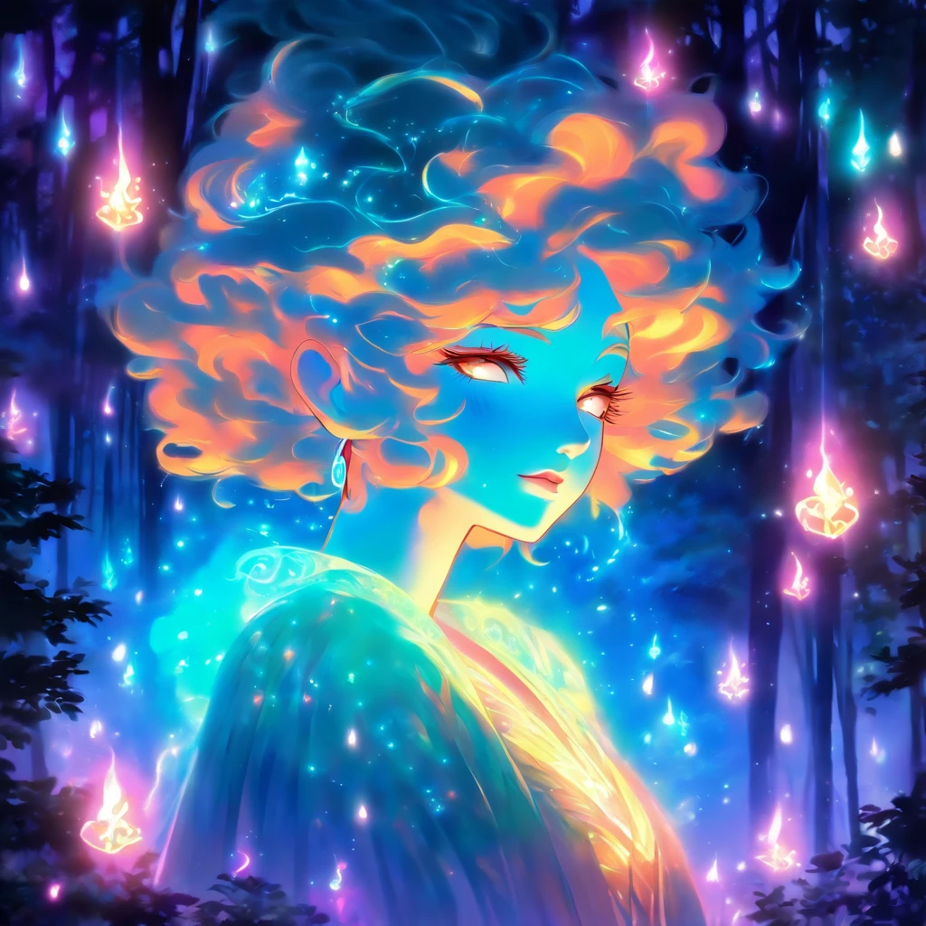 (best quality,highres,ultra-detailed),female with glowing teal eyes,rainbow colored hair,casting glowing spells,mystical forest,witch,goddess,medium:oil painting,beautiful detailed lips,dark and mysterious atmosphere,flowing gown,ethereal light,sorcery and magic,soothing calmness,inspiration from fantasy novels and mythology,enchanted creatures,peaceful and serene background,dream-like setting,vibrant colors and rich textures,creation surrounded by nature,whimsical and mystical elements,harmonious and enchanting ambiance,luminous glow of the spells,graceful and powerful posture,alluring and captivating aura,eyes shining with ancient wisdom,transformation and metamorphosis,unveiling the hidden mysteries of the forest,otherworldly energy and power,feminine strength and elegance,dark and vibrant color palette,soft and delicate brush strokes,exquisite attention to detail,revealing the power of nature and its delicate balance,awakening the mystical connection between humans and the natural world,bringing forth the hidden beauty and secrets of the forest,transcending reality and entering a realm of enchantment and wonder.