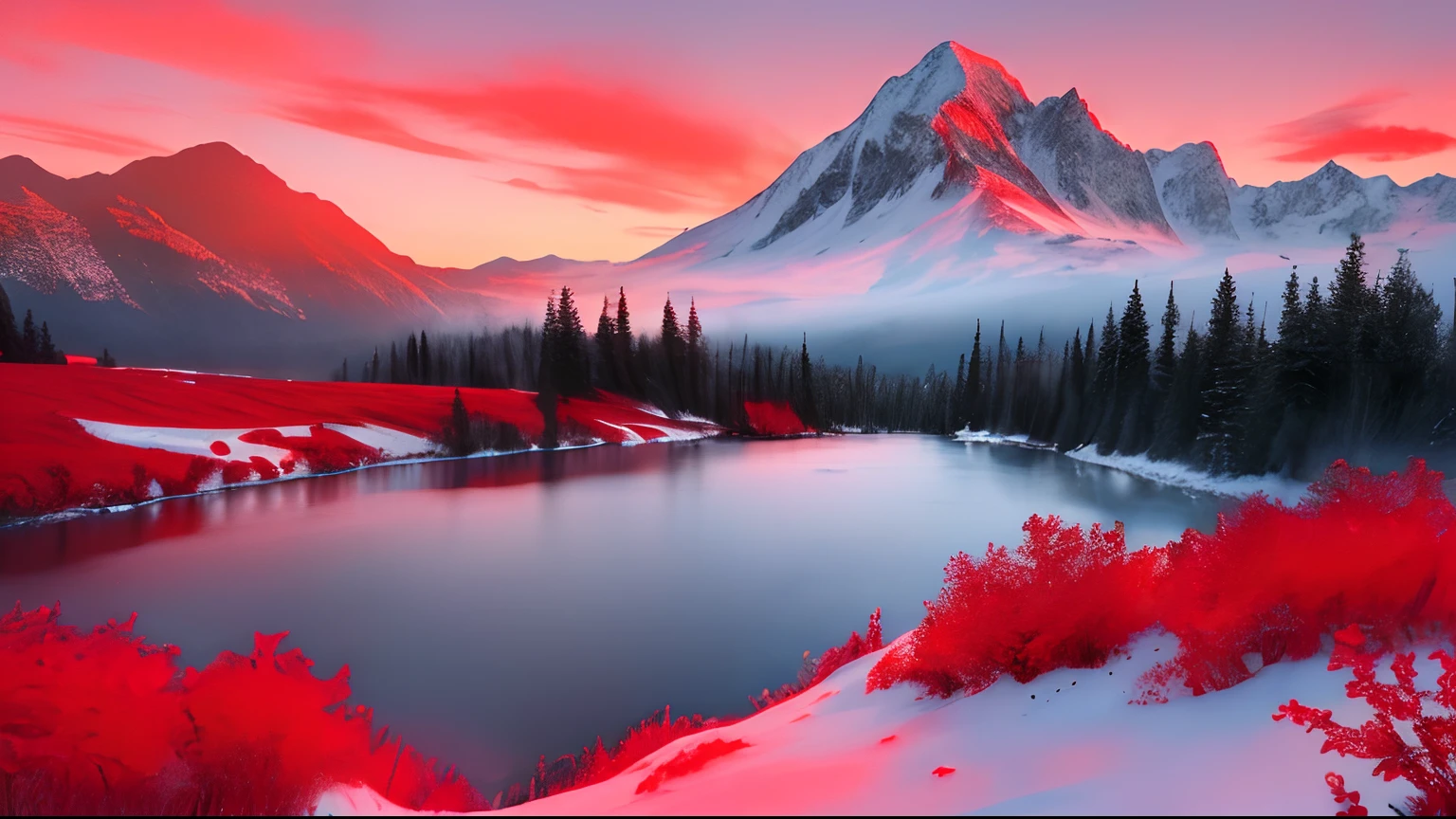 ((Masterpiece:1.4,Best quality)), Cloud,  Outdoors
(Mountains), Spring clearing, scenery, sky, winter,
(early morning:1.4),Morning red, High detail, abundant, 8K, High detail, the wallpaper,
