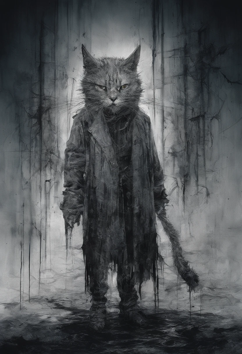 Perfect centralization, CAT Coelho (Frank)de Donnie, Standing position, beleza abstrata, Centrado, looking at the camera, Facing the camera, nearing perfection, Dynamic, altamente detalhado, liso, foco nítido, 8k, high-definition resolution, illustration, arte de Carne Griffiths e Wadim Kashin, fundo branco