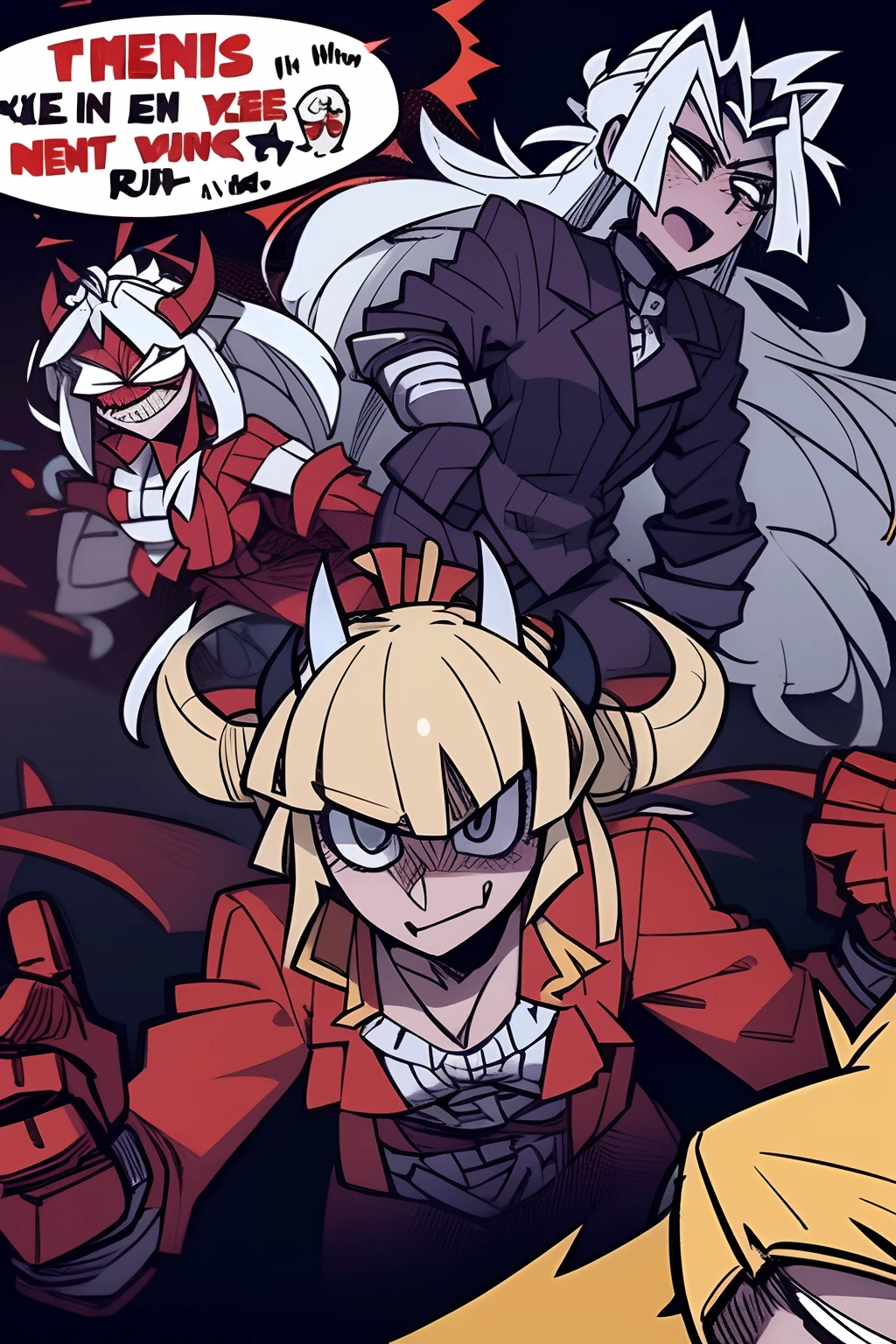 A 16-year-old prince on the battlefield, comic strip,Slaughter demons,diadems