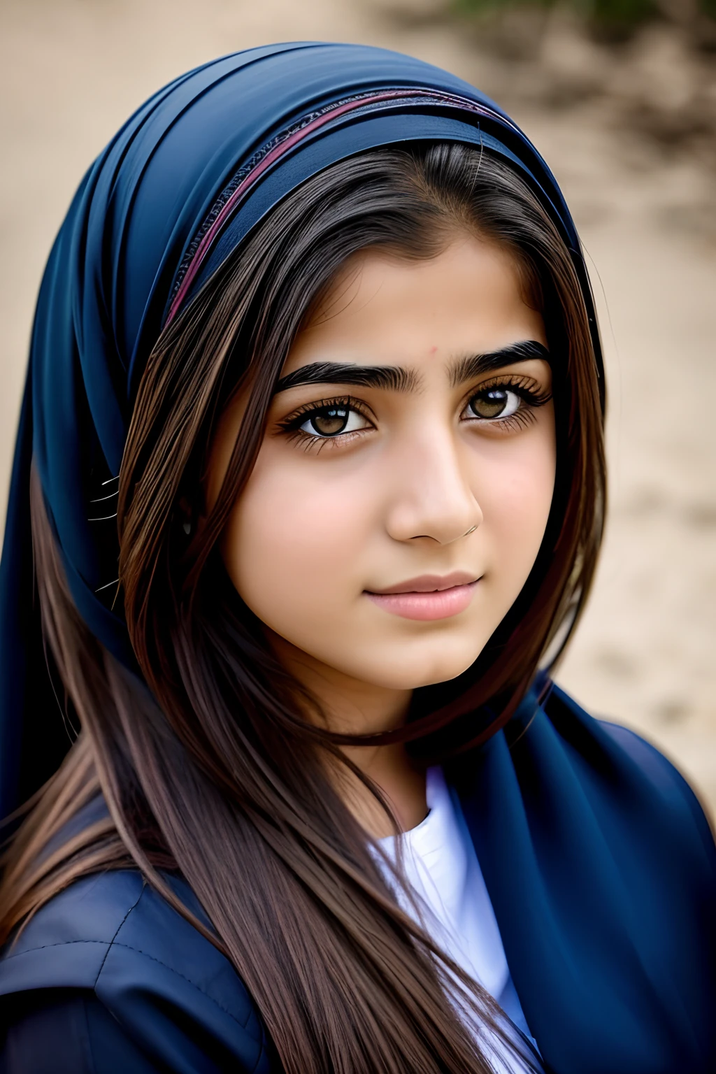 Realistic and detailed portrait of an Iraqi girl, Attractive, 16 years old