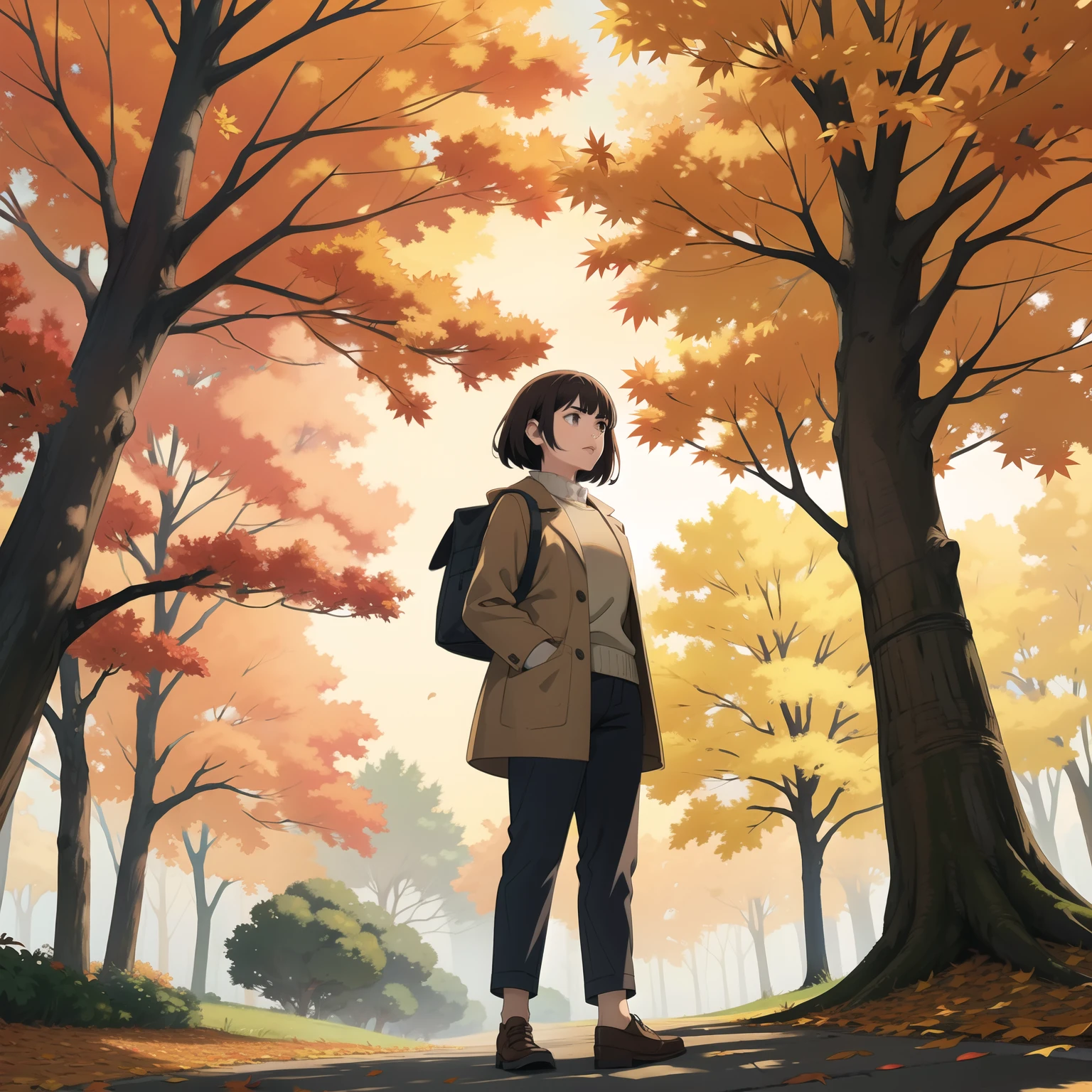 pelo corto, Autumn clothing, cerrar, hojas, trees, hojas secas