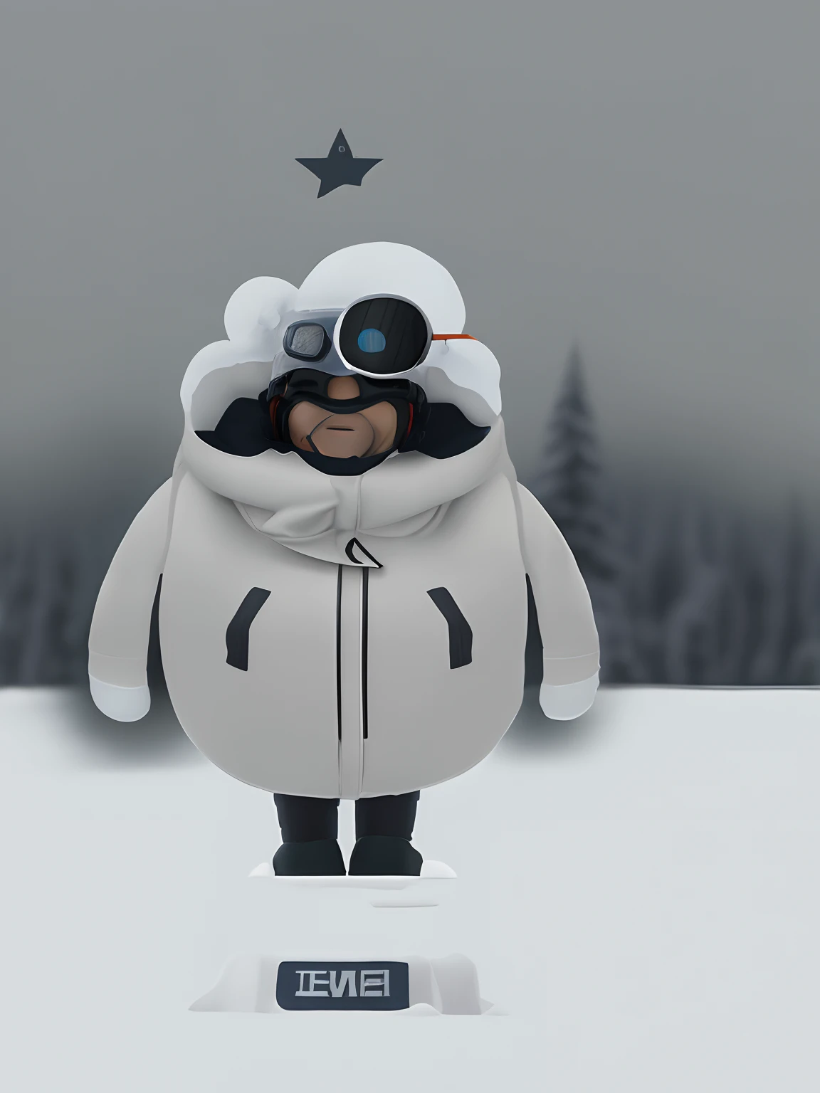 With snow goggles,Snowsuit,skiing