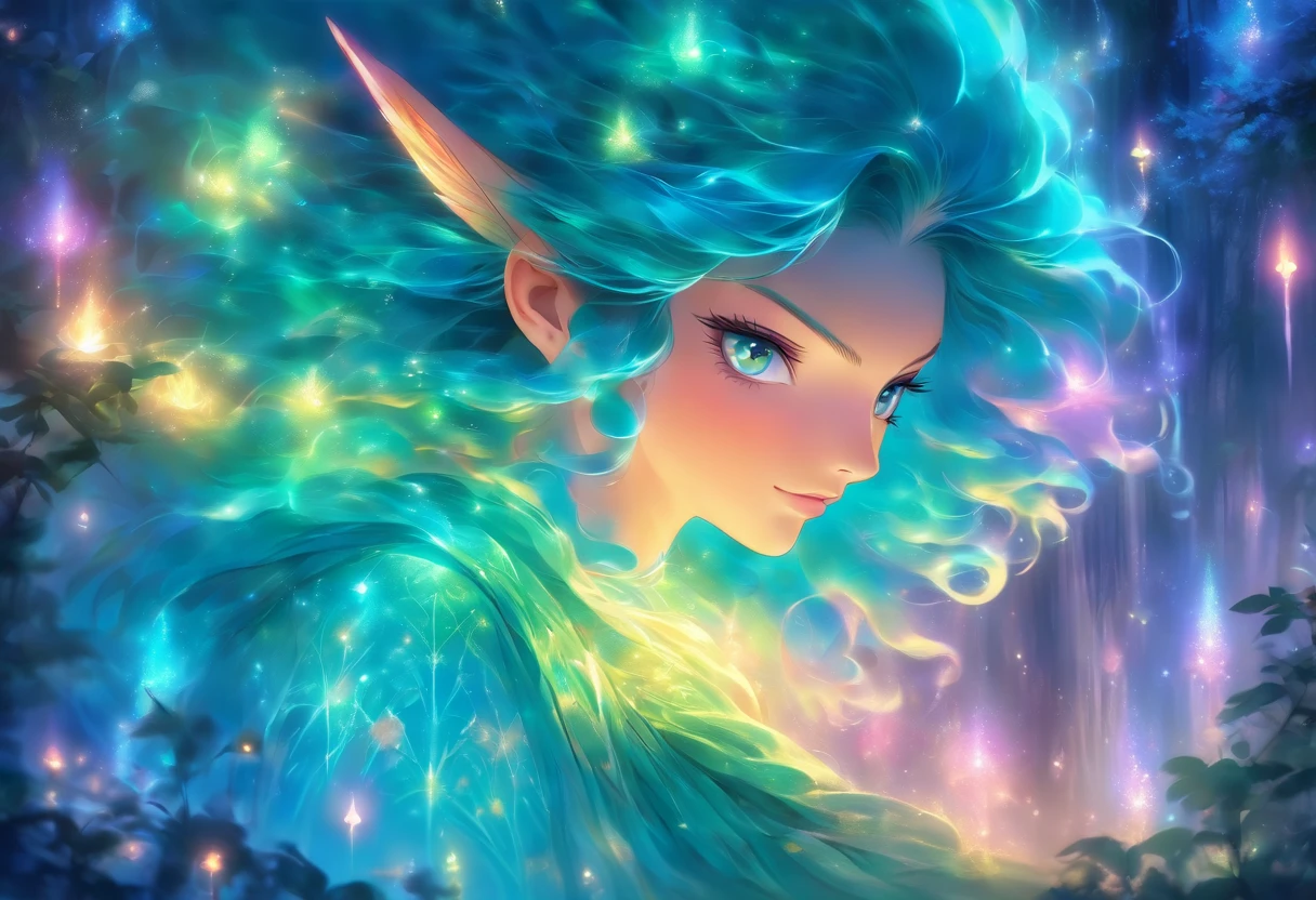 (best quality,highres,ultra-detailed),female with glowing teal eyes,rainbow colored hair,casting glowing spells,mystical forest,witch,goddess,medium:oil painting,beautiful detailed lips,dark and mysterious atmosphere,flowing gown,ethereal light,sorcery and magic,soothing calmness,inspiration from fantasy novels and mythology,enchanted creatures,peaceful and serene background,dream-like setting,vibrant colors and rich textures,creation surrounded by nature,whimsical and mystical elements,harmonious and enchanting ambiance,luminous glow of the spells,graceful and powerful posture,alluring and captivating aura,eyes shining with ancient wisdom,transformation and metamorphosis,unveiling the hidden mysteries of the forest,otherworldly energy and power,feminine strength and elegance,dark and vibrant color palette,soft and delicate brush strokes,exquisite attention to detail,revealing the power of nature and its delicate balance,awakening the mystical connection between humans and the natural world,bringing forth the hidden beauty and secrets of the forest,transcending reality and entering a realm of enchantment and wonder.