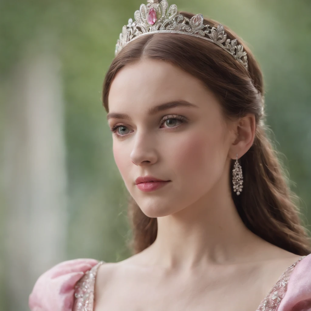 The princess wore a pink dress