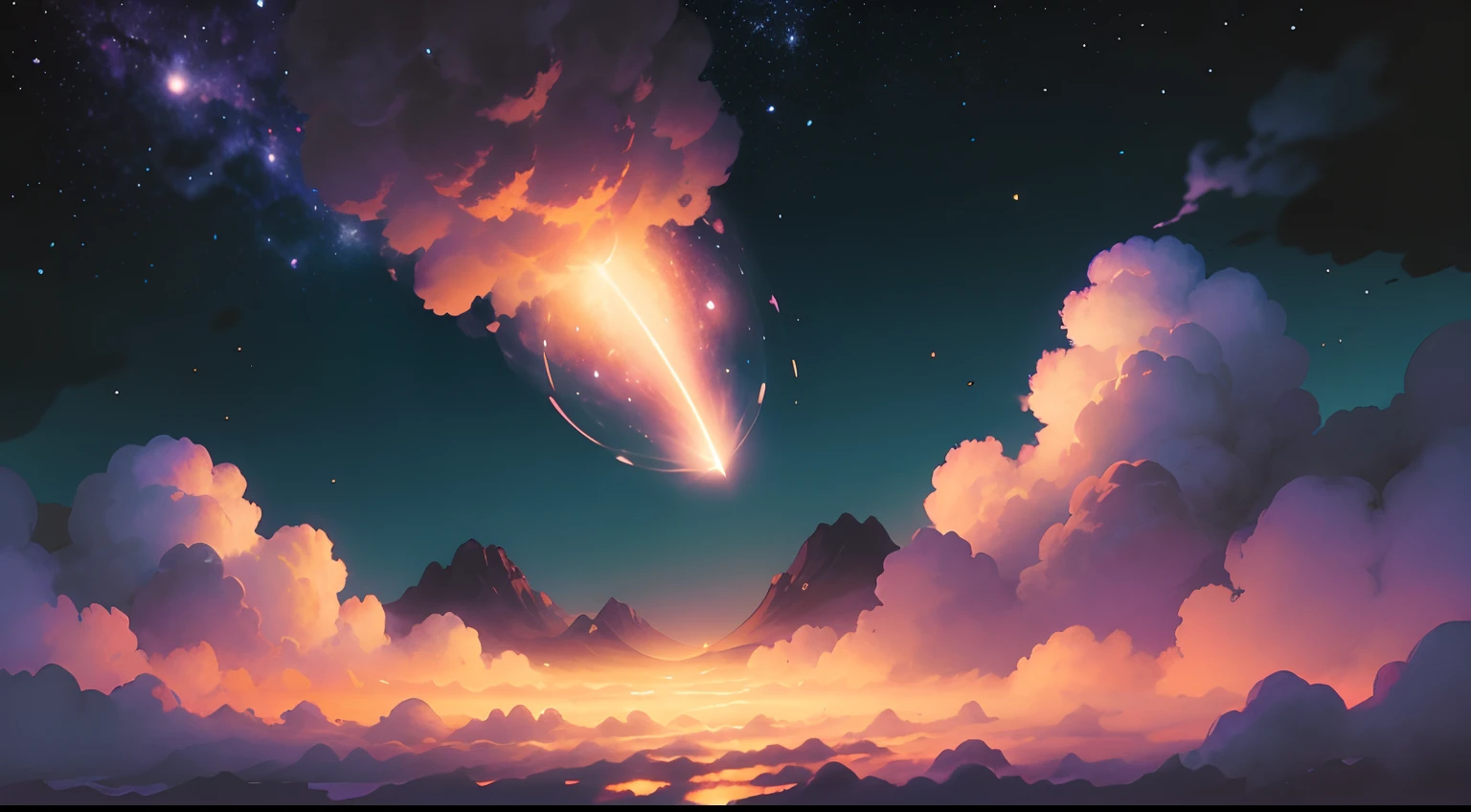 Shooting stars falling from the sky