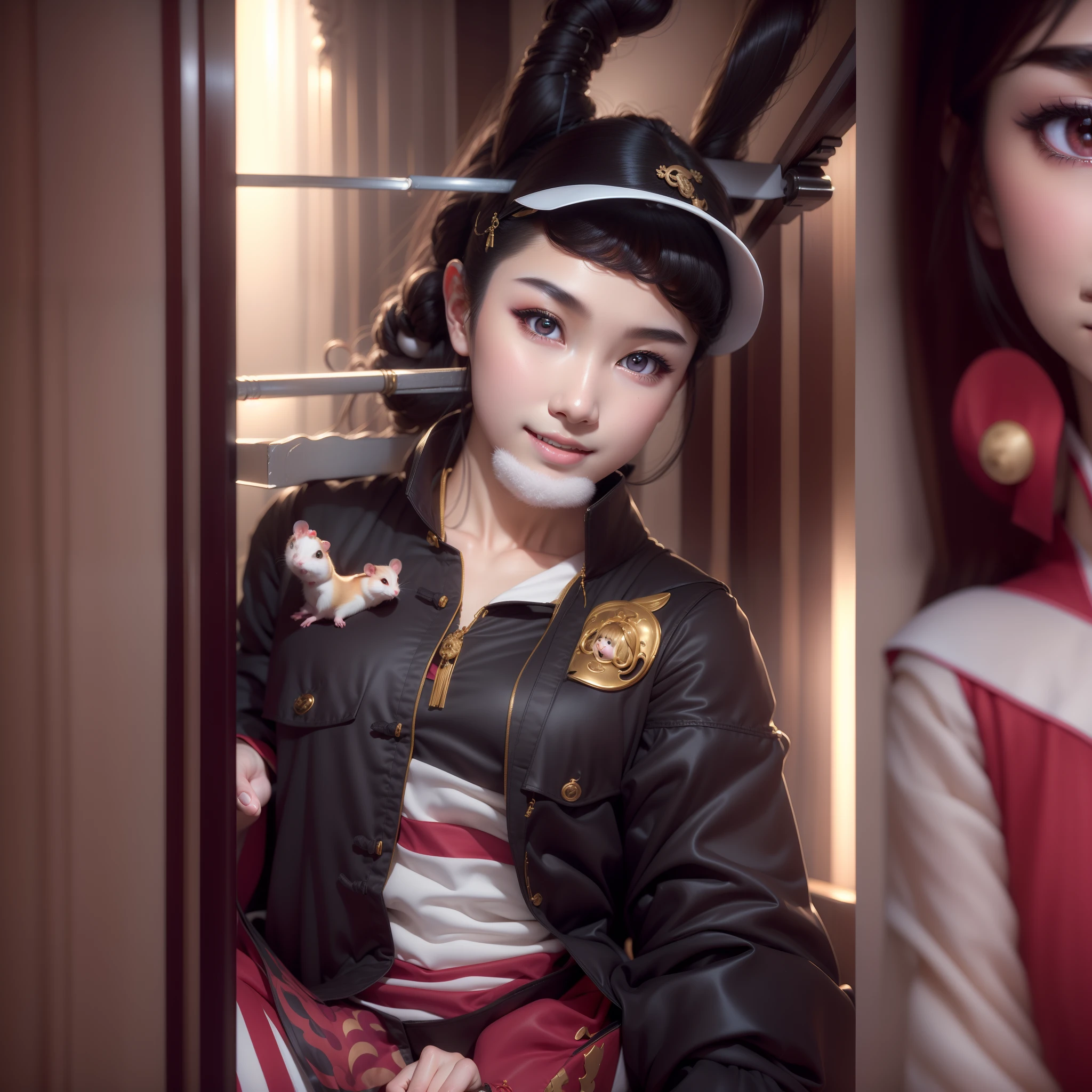(masterpiece, best quality:1.2), extremely detailed, <lora:GAME_lei_lei_ownwaifu:1>jiangshi, short hair, colored skin, blue skin, lei lei, hat