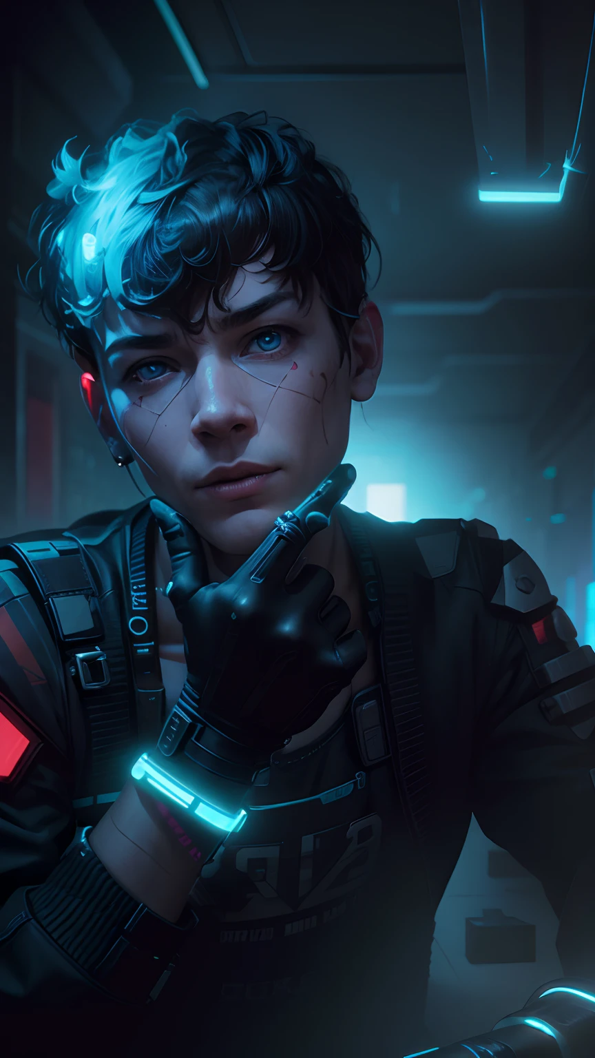 Change background cyberpunk handsam boy ultra 8k realistic face