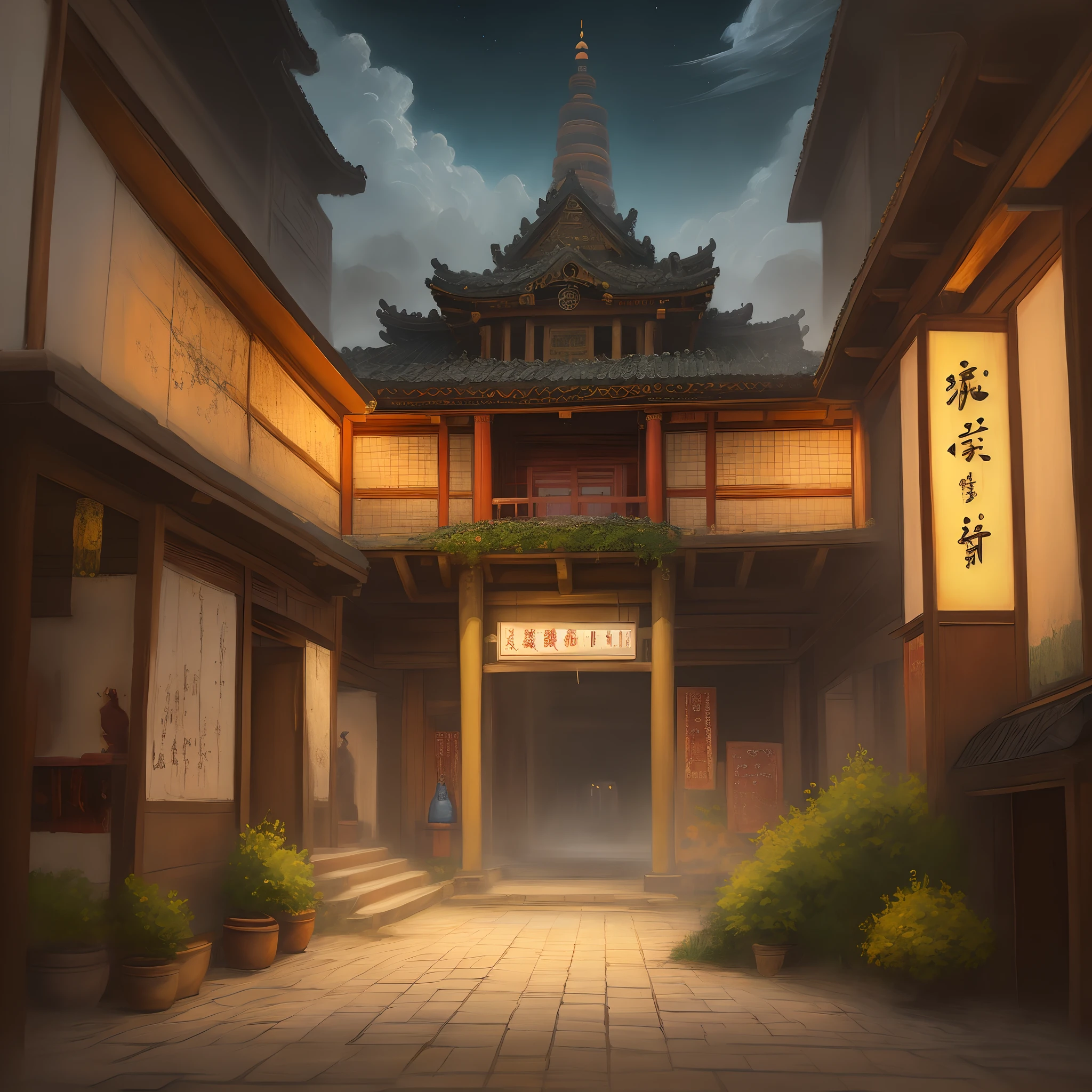 Dreamy ancient Chang'an City oil painting
