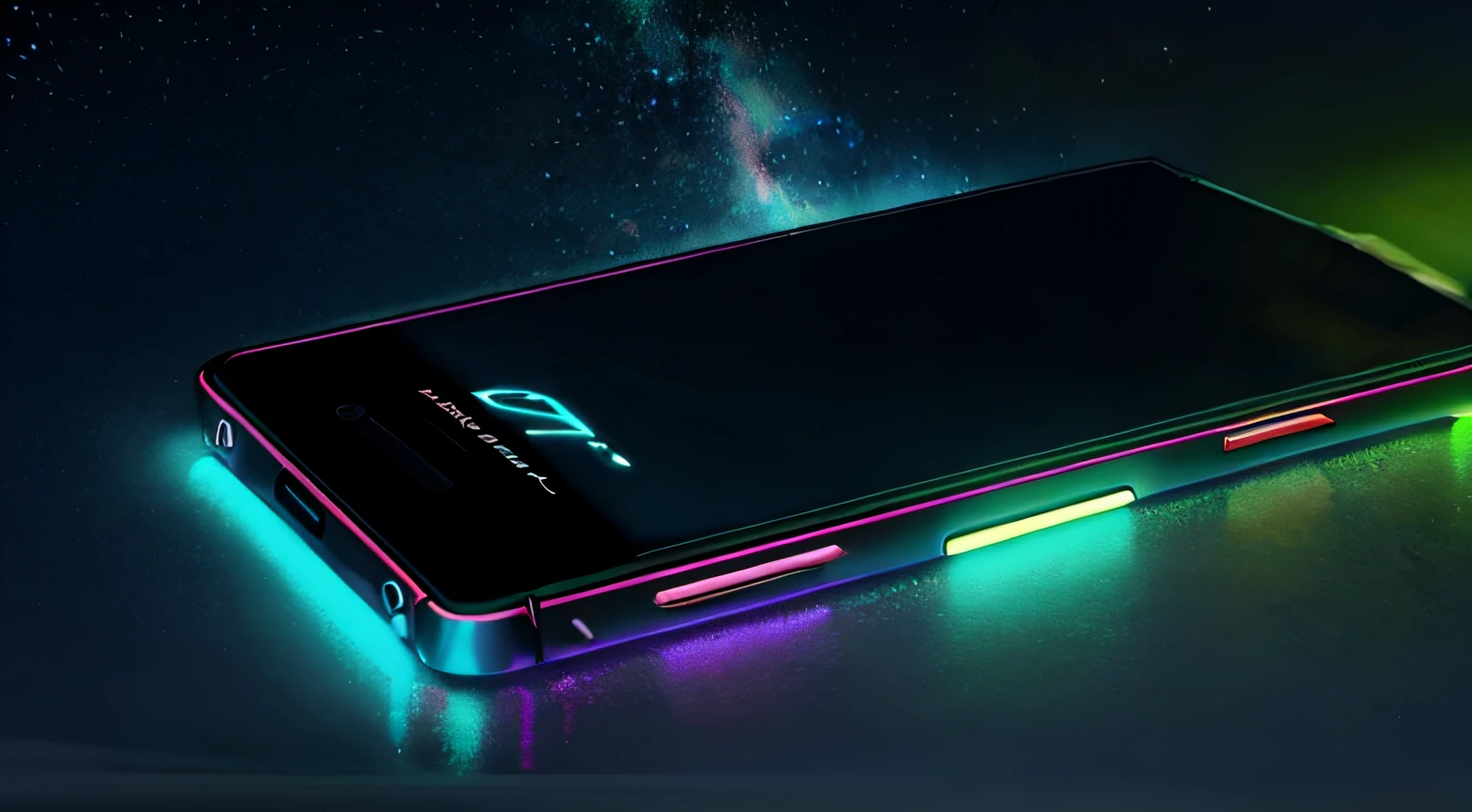 um close up de um celular com uma tela brilhante, tela brilhante, shiny neon skin, glowing neon, Noite escura com cores neon, neon holograms, cores luminescentes, borda de luz neon, Dramatic Lighting - N 9, cores brilhantes, neon brilhante, translucent neon skin, Neon Noir, telas brilhantes, Cores do holograma, neon futurista, contorno neon