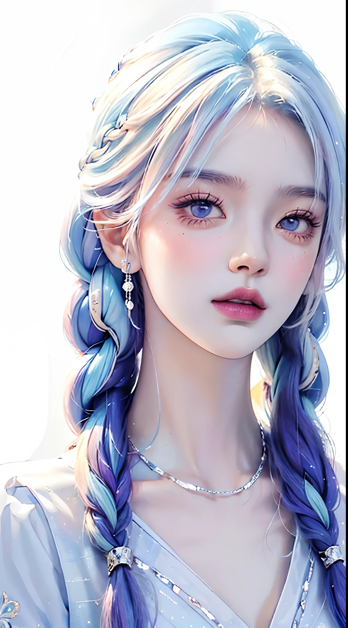 (masterpiece), (best quality), (ultra detailed),(disheveled hair),(illustration), (1girl), (Fashionable clothing), standing, Fashion model, looking at viewer, (interview), (simple background),beautiful detailed eyes, delicate beautiful face, Floating,(high saturation),(colorful splashes),colorful bubble,(shining), focus on face, ponytail, kamisato ayaka, light blue hair, bangs, hair ring, floating flowers, floating hairs, (shining), best lighting, best shadow,