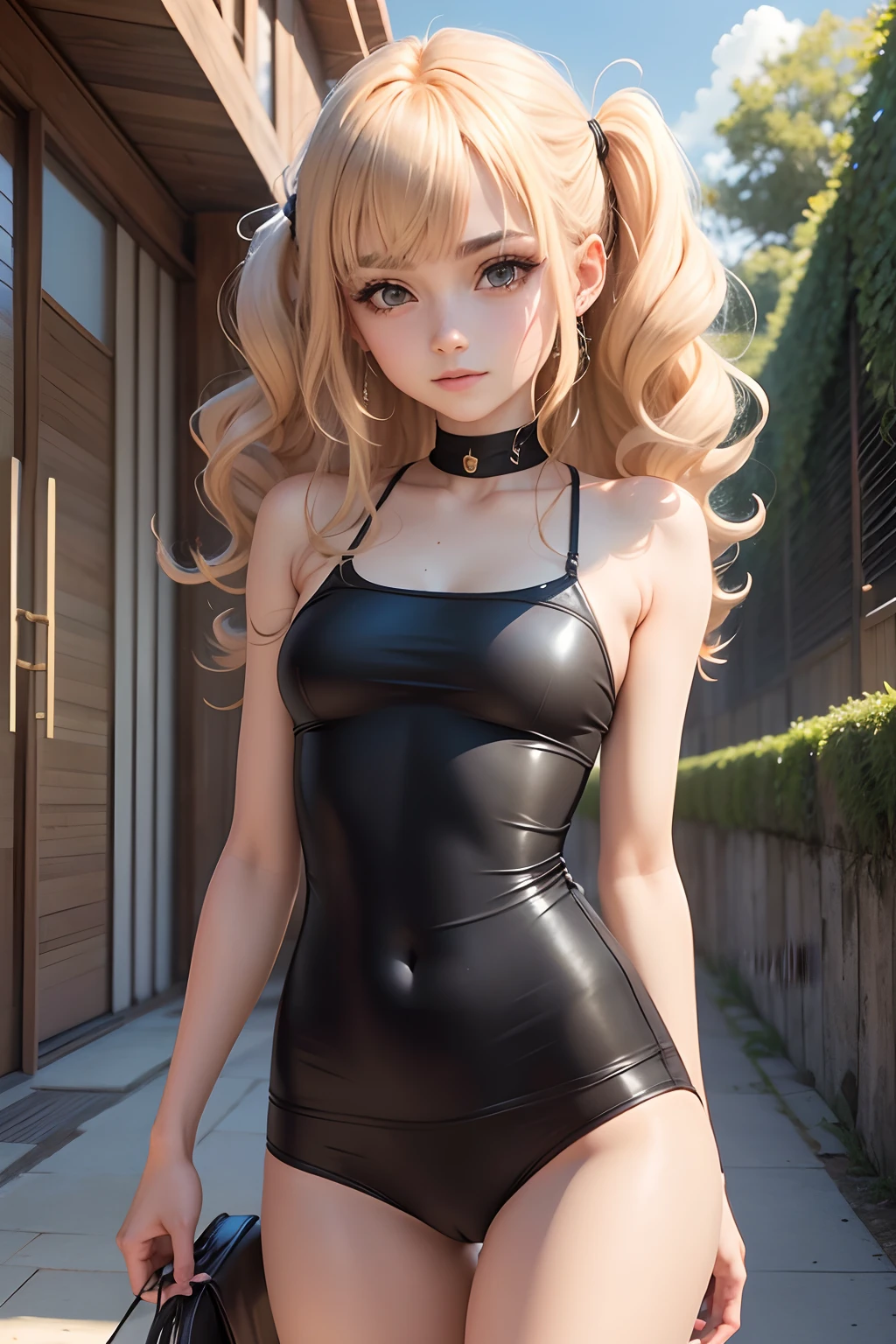 18 year old beautiful girl, ojos grandes, senos grandes, delgada, Small, 8k, calidad superior, (Cabeza muy detallada: 1.0), (cara muy detallada: 1.0), (cabello muy DetallaDo: 1.0), Arte oficial muy detallado, Estilo de arte Anime Moe, Arte de anime limpio y detallado, They are smiling, cabello dorado, cabello largo y liso, pecho desnudo, Nagatoro