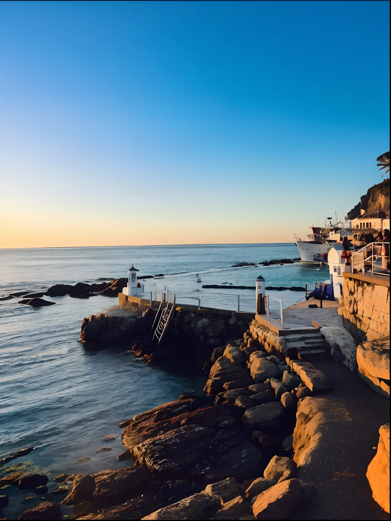 View of the beach with marina and boats, Rock pools, author:Lee Loveridge, south african coast, author:Seb McKinnon, author:Tom Wenerstrand, Beautiful place, Morning glow, reddit post, morningglow, next to the sea, Visually stunning, looking partly to the left, taken at golden hour, author:Alexis Grim